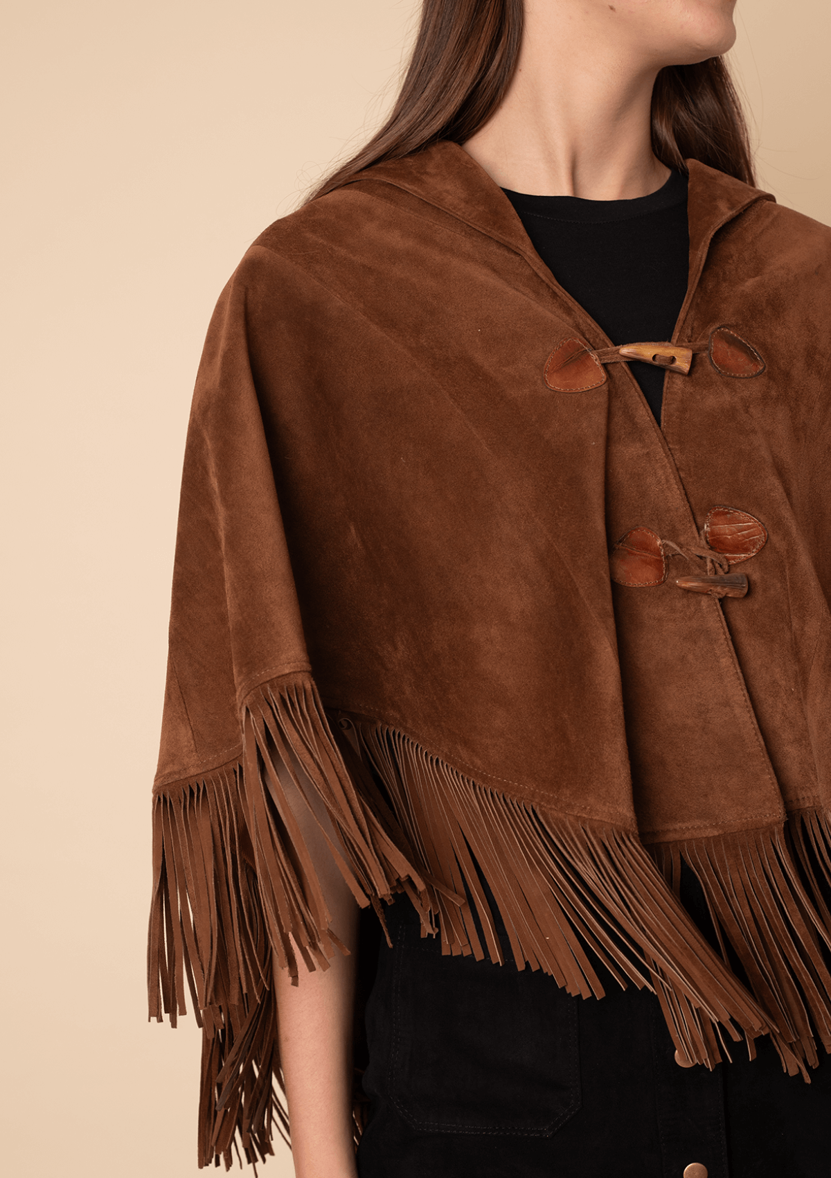 Pampa Suede Poncho | Cognac Suede Leather
