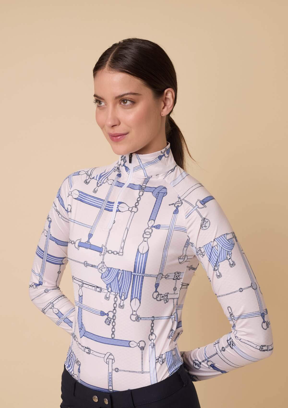 Bliss Quarter Zip - Extra Light | Long Sleeve | Jubilea Print | Riviera Blue