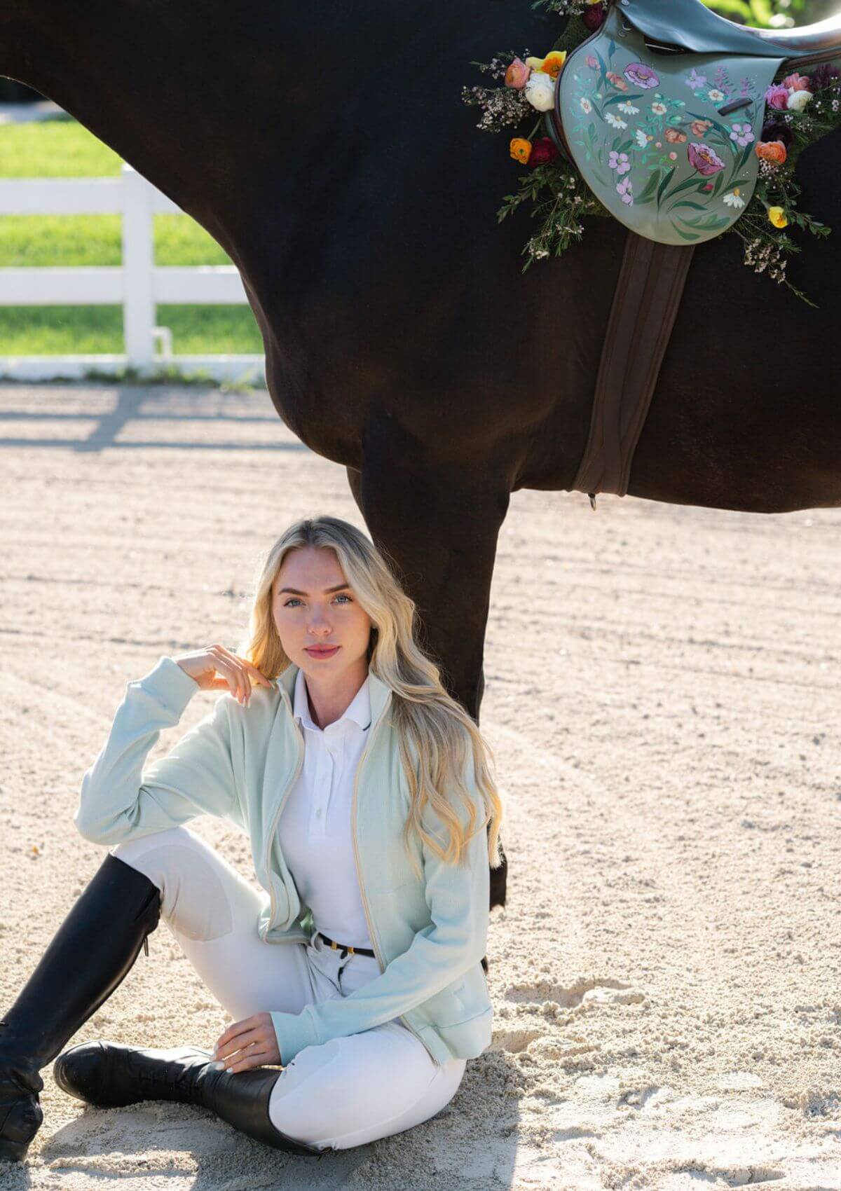 Harmonia Embroidered Zip-Up Jacket| Long Sleeve | Mint