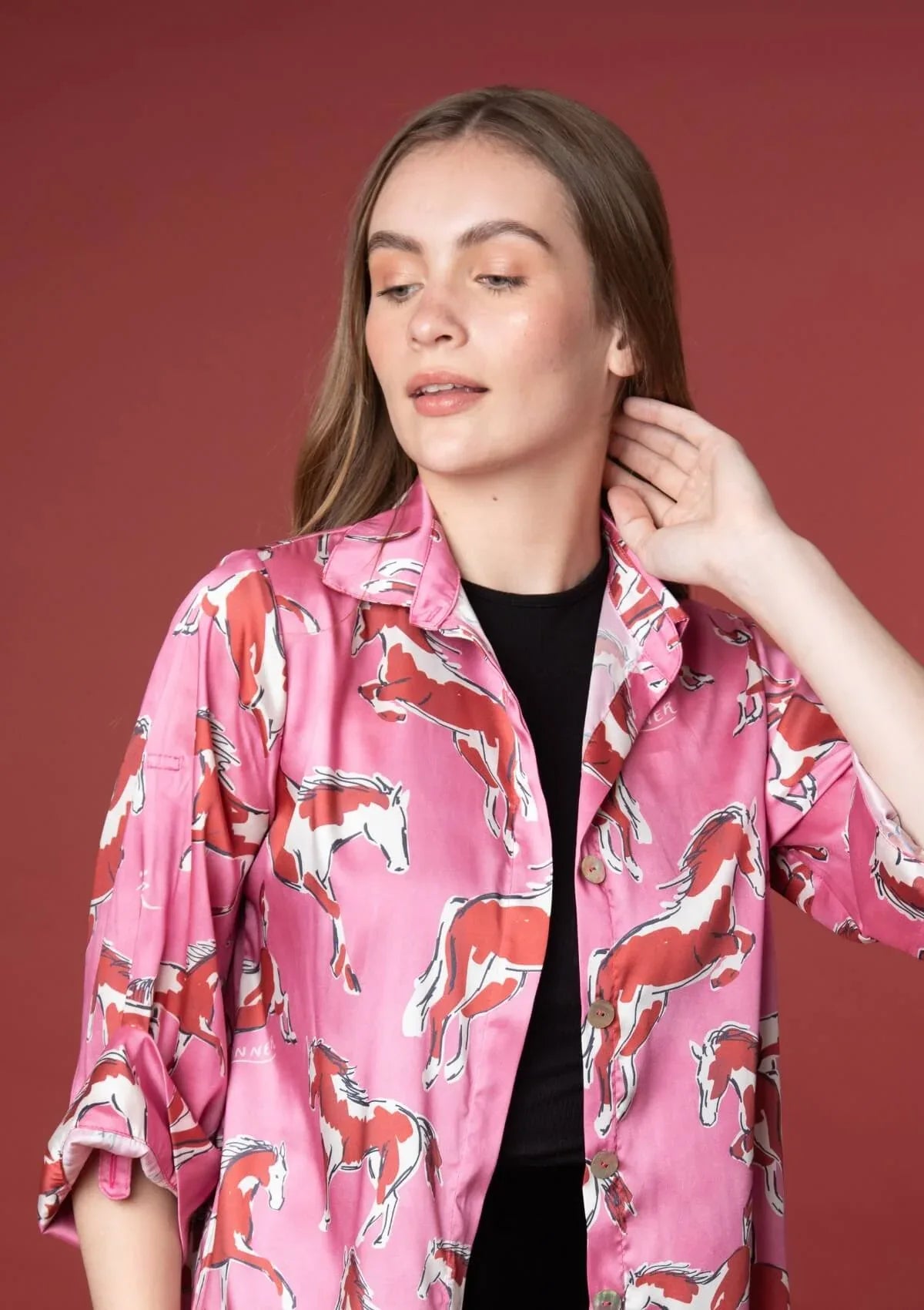 Amalia Shirt-Dress | Volt Print | Cerise - Rönner