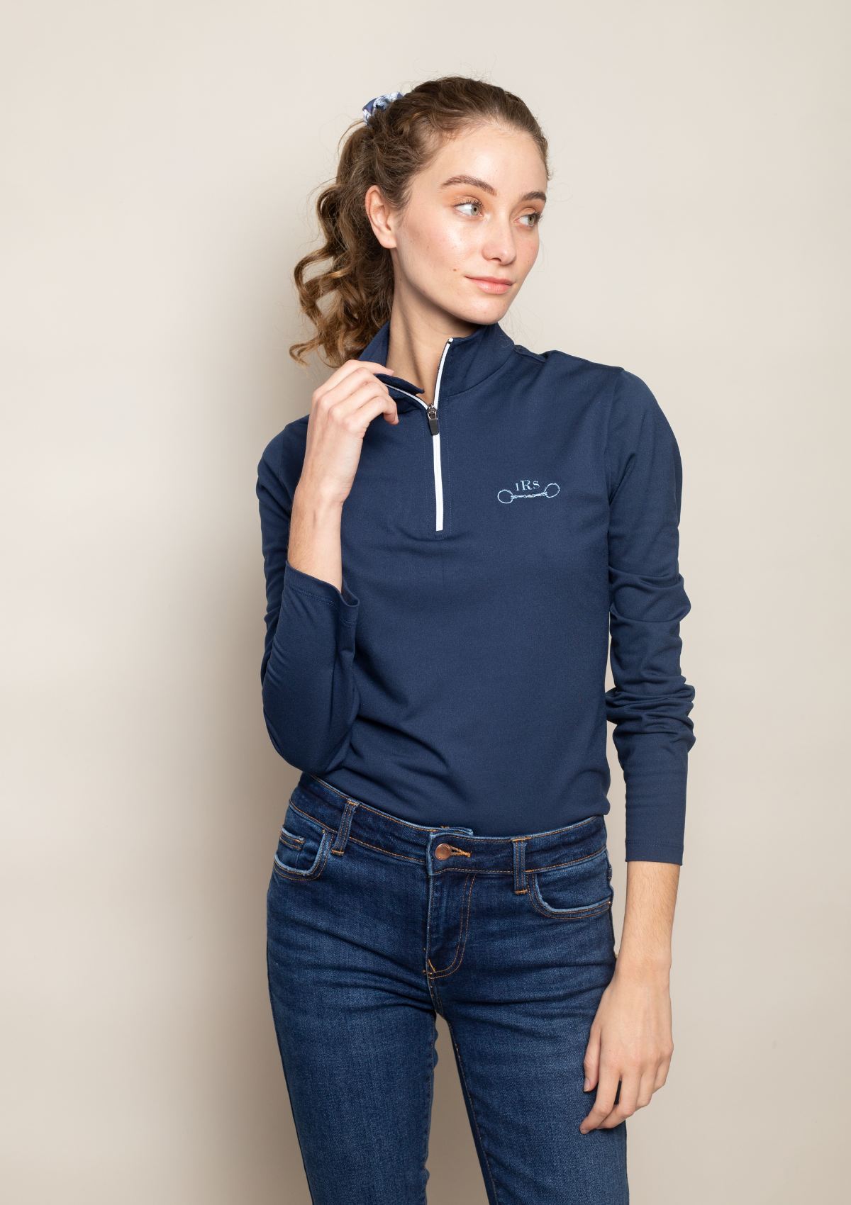 Devotion Q-Zip Embroidered | Long Sleeve | Navy
