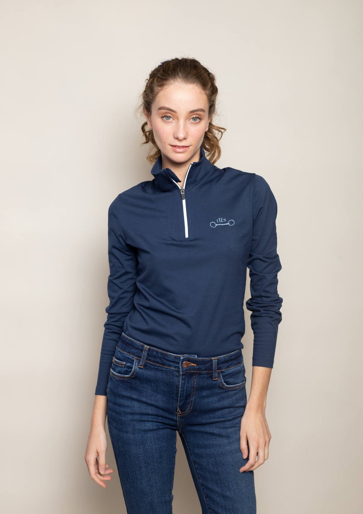 Devotion Q-Zip Embroidered | Long Sleeve | Navy