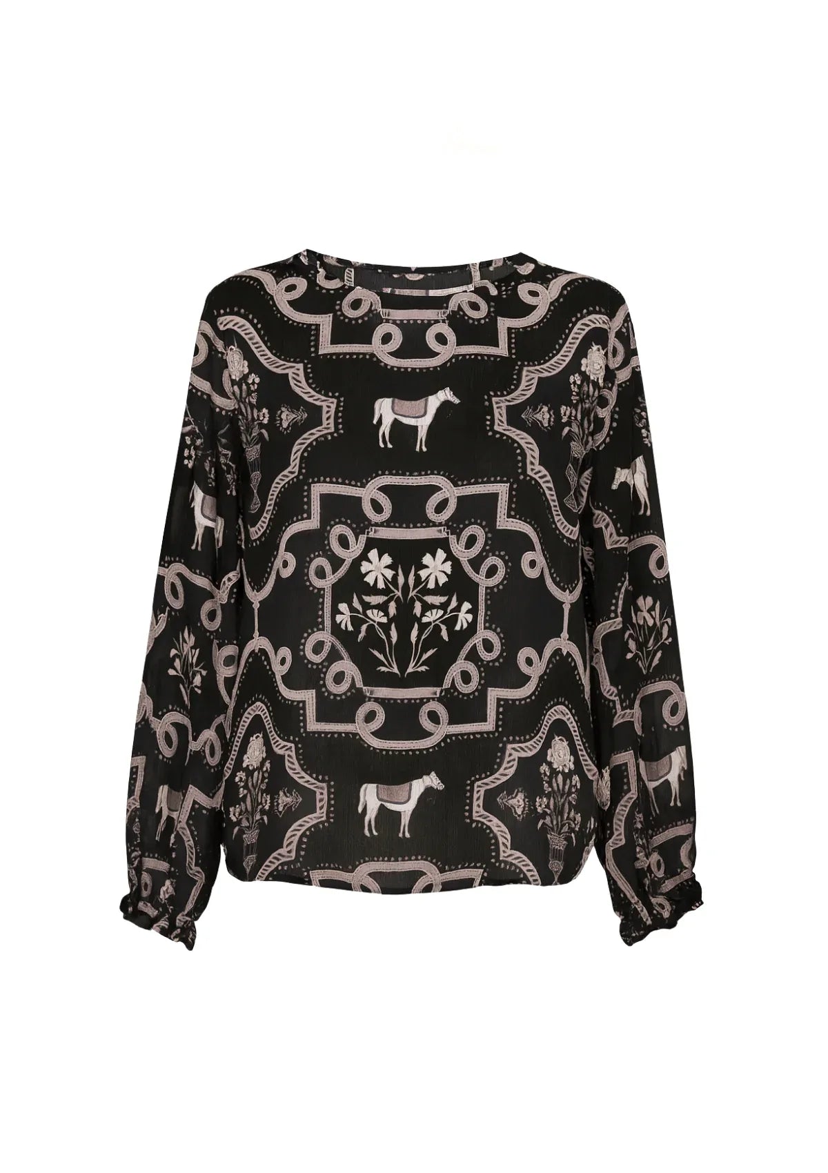 Caravelle Blouse | Veranda Print | Black & Nude | Sample - Rönner