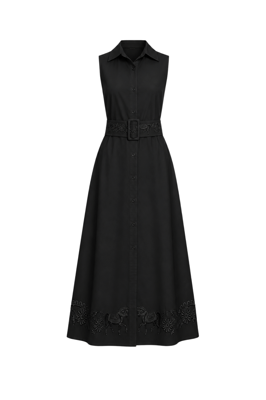 Annie Florale Embroidered Cotton Dress | Black