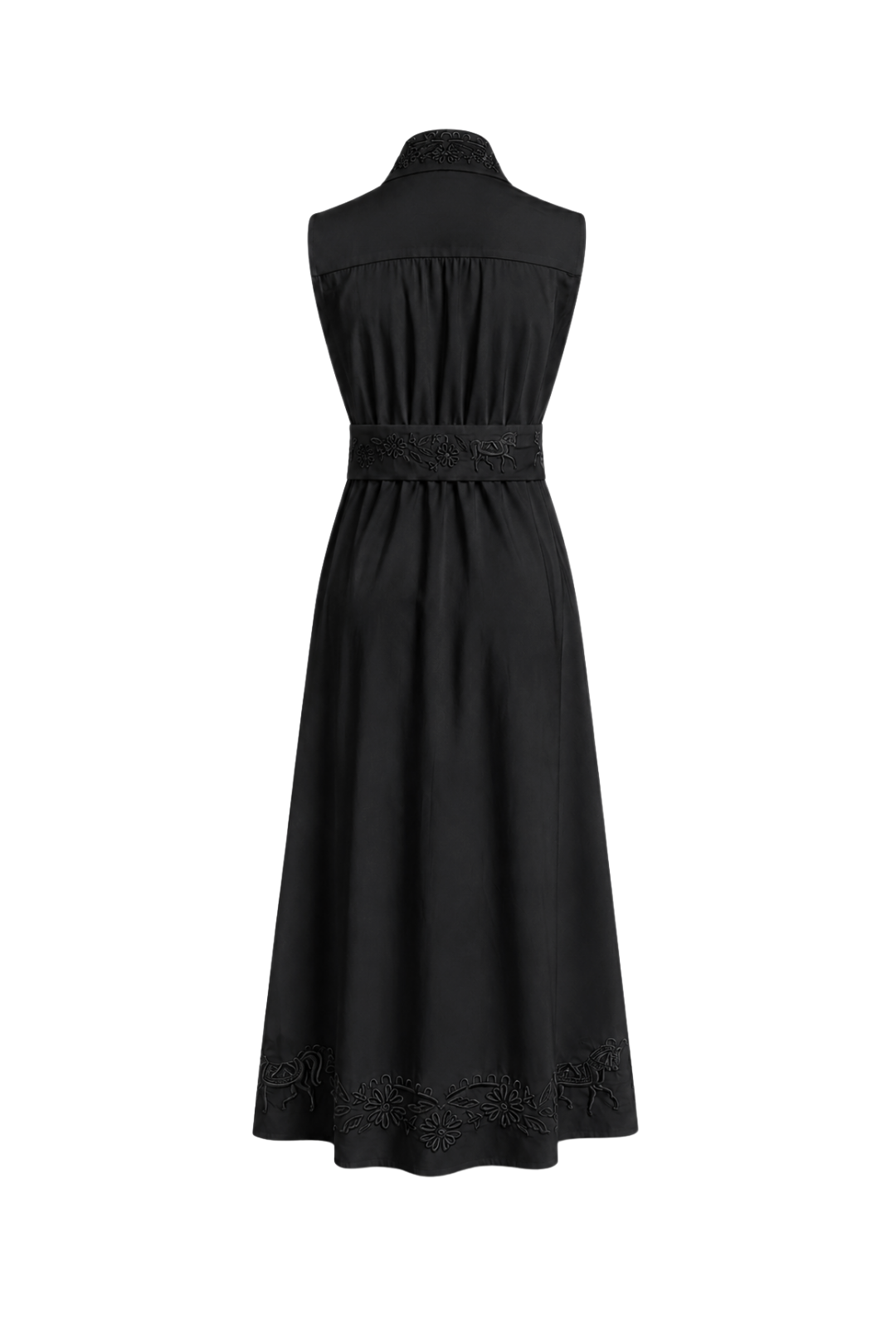 Annie Florale Embroidered Cotton Dress | Black