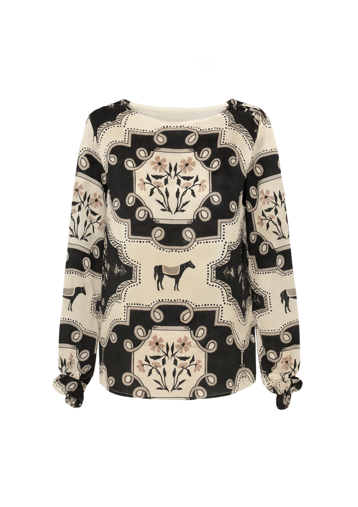 Caravelle Blouse | Veranda Print | Cream & Black | Sample