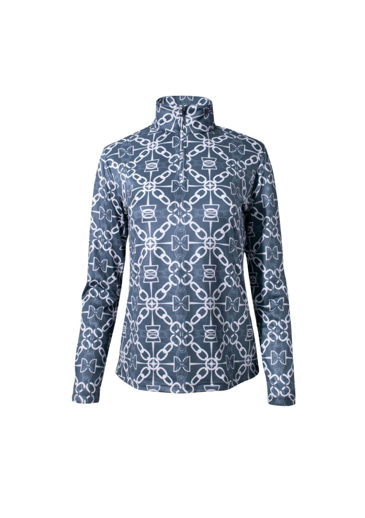 Bliss Quarter Zip Chainlink Print - Long Sleeve | Blue | Sample