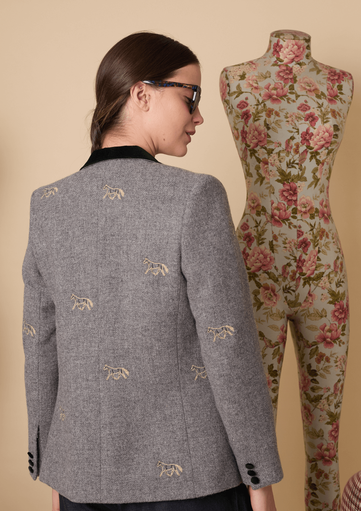 Cavaletti Blazer | Embroidered Italian Wool | Grey