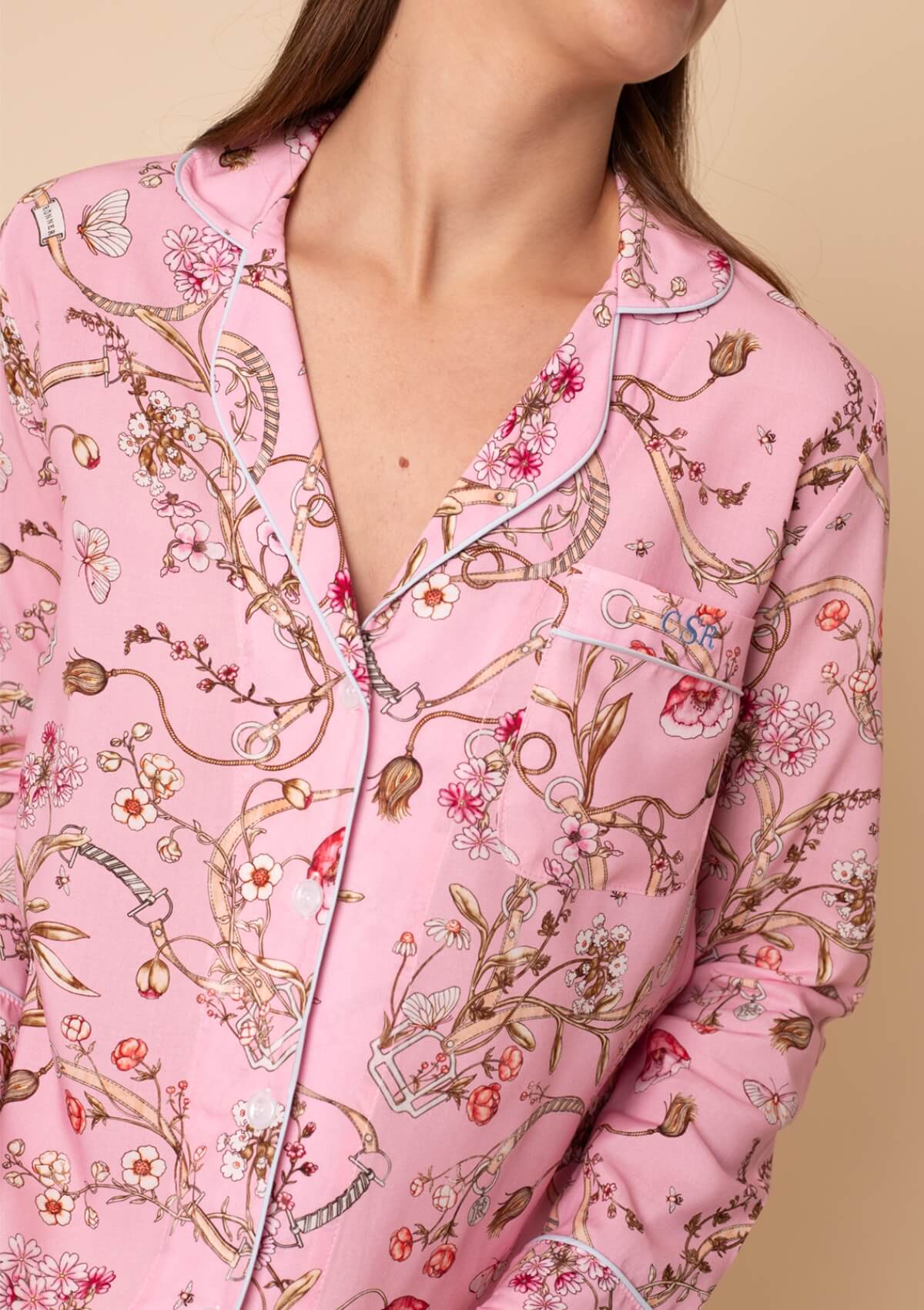Herbaria Equestrian PJ's Set | Long Sleeve and Pant Set | Herbaria Print Rose