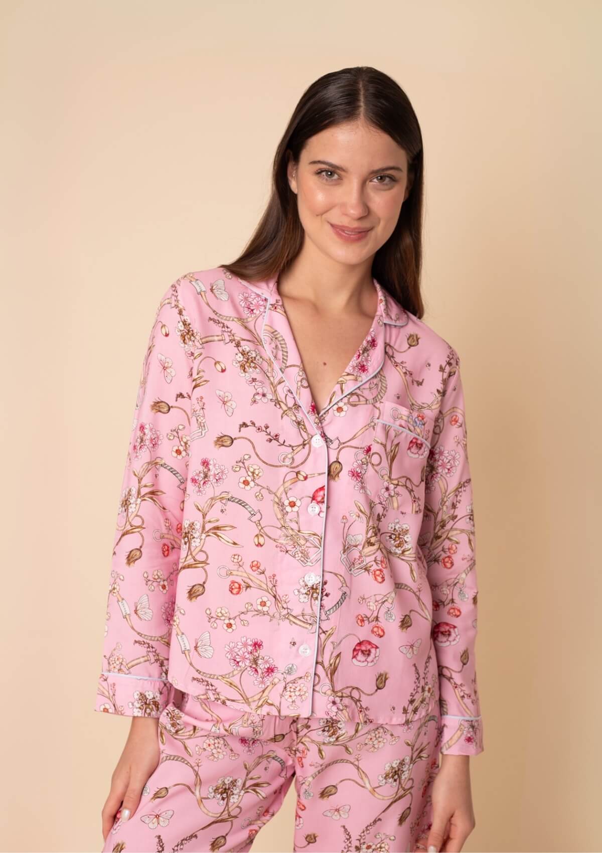 Herbaria Equestrian PJ's Set | Long Sleeve and Pant Set | Herbaria Print Rose