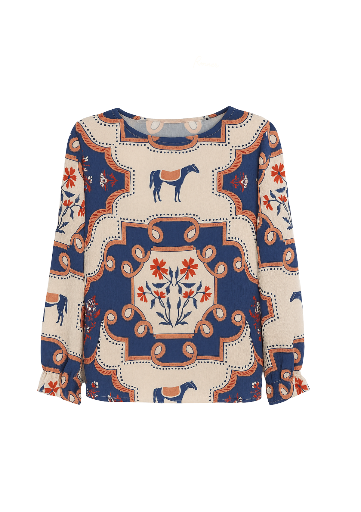 Caravelle Blouse | Veranda Print | Cream & Blue| Sample