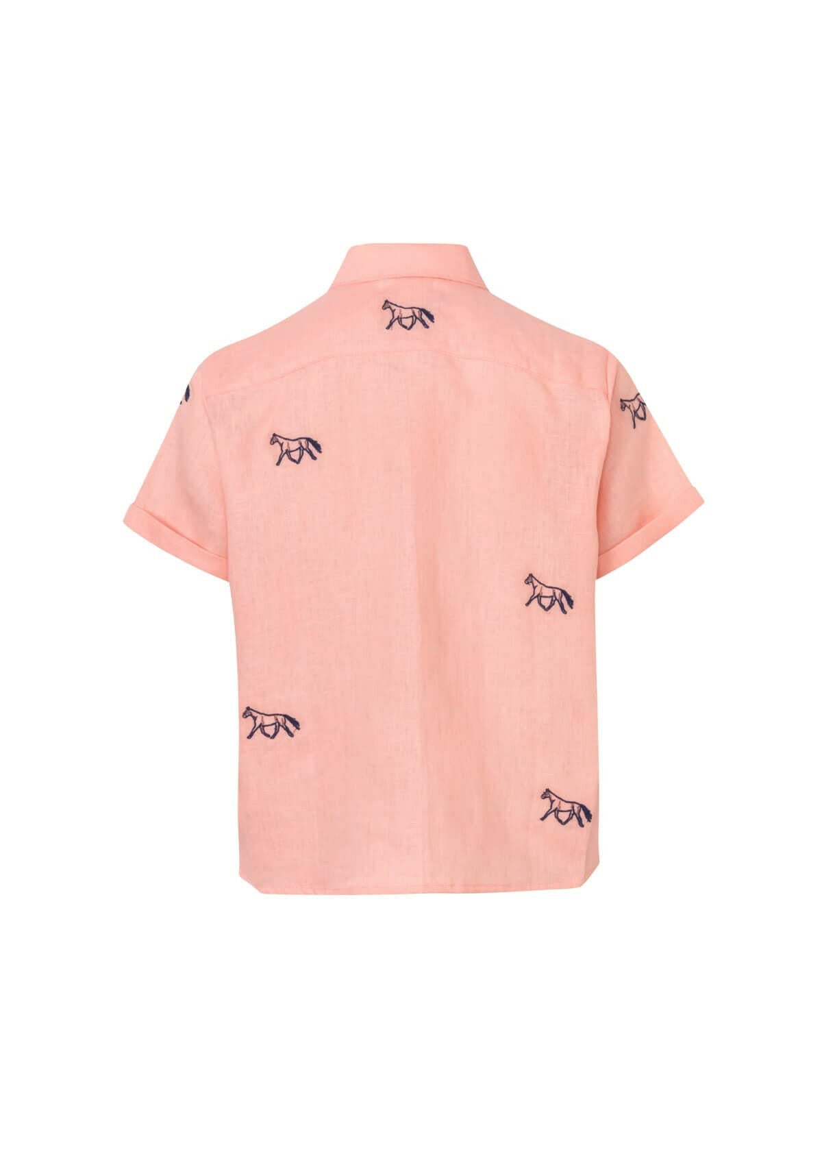 Isla Linen Shirt | Cropped & Short Sleeve | Coral