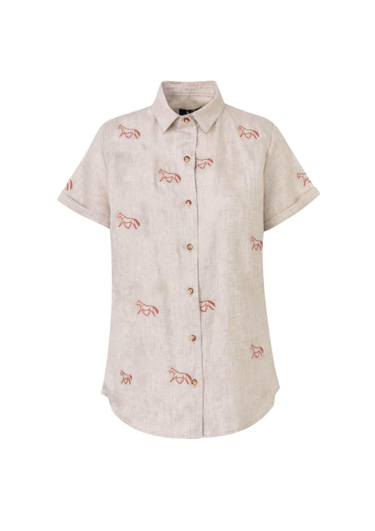 Sundown Linen Shirt | Short Sleeve | Embroidered | Beige