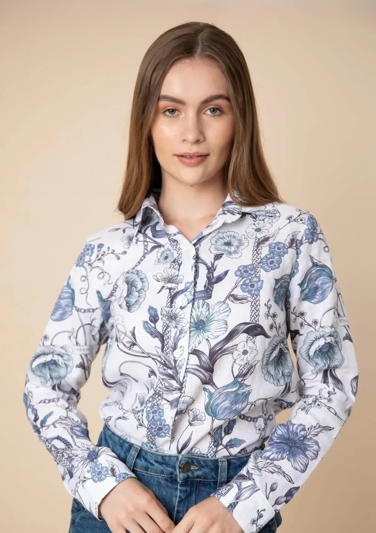 Basic Linen Shirt | Botany Print | Blue & White - Rönner