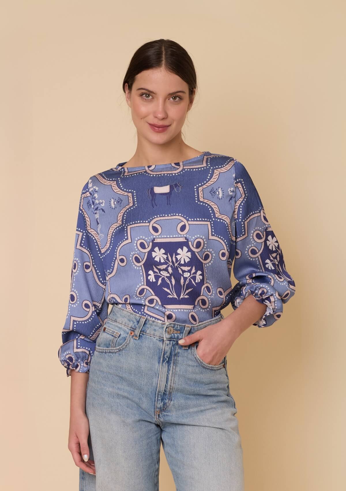 Caravelle Blouse | Veranda Print | Blue
