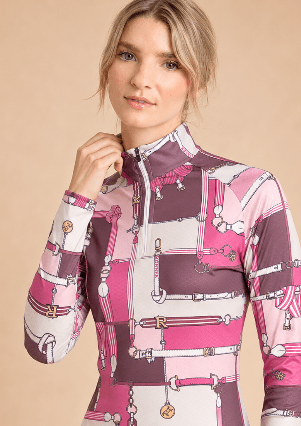 Bliss Quarter Zip | Long Sleeve | Jubilea Print| Pink