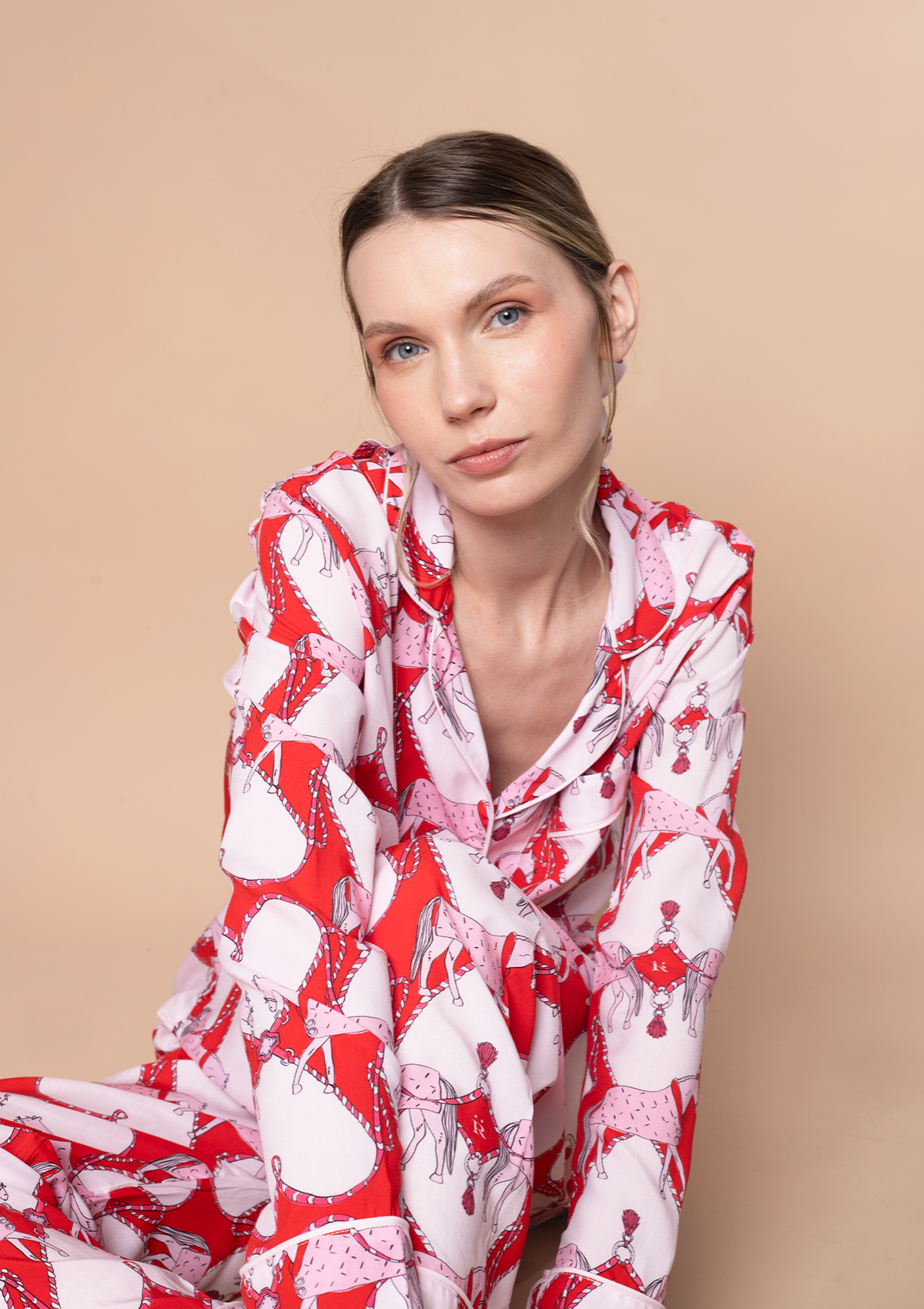 Horsebond PJ’s - Long Sleeve and Pants Set | Red & White