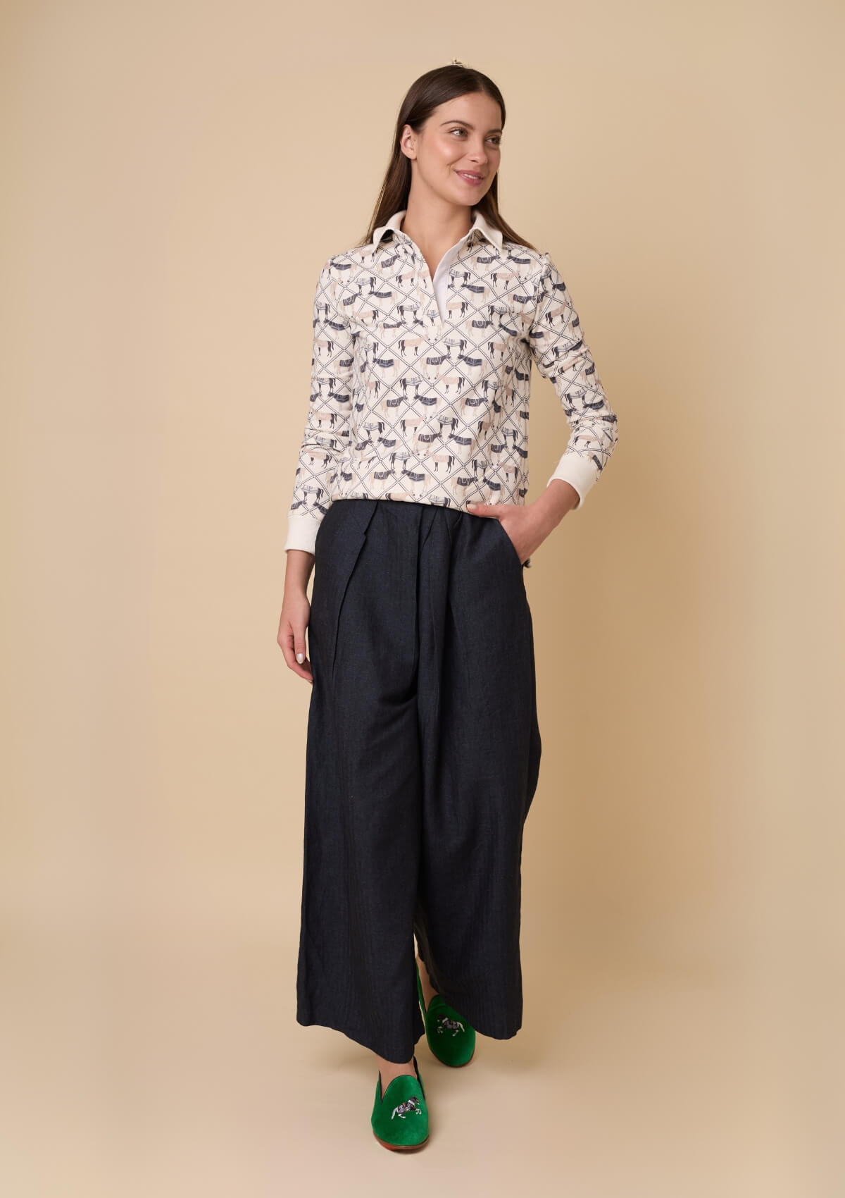 Émilienne Polo-Sweatshirt | Long Sleeve | Victory Print | Celeste