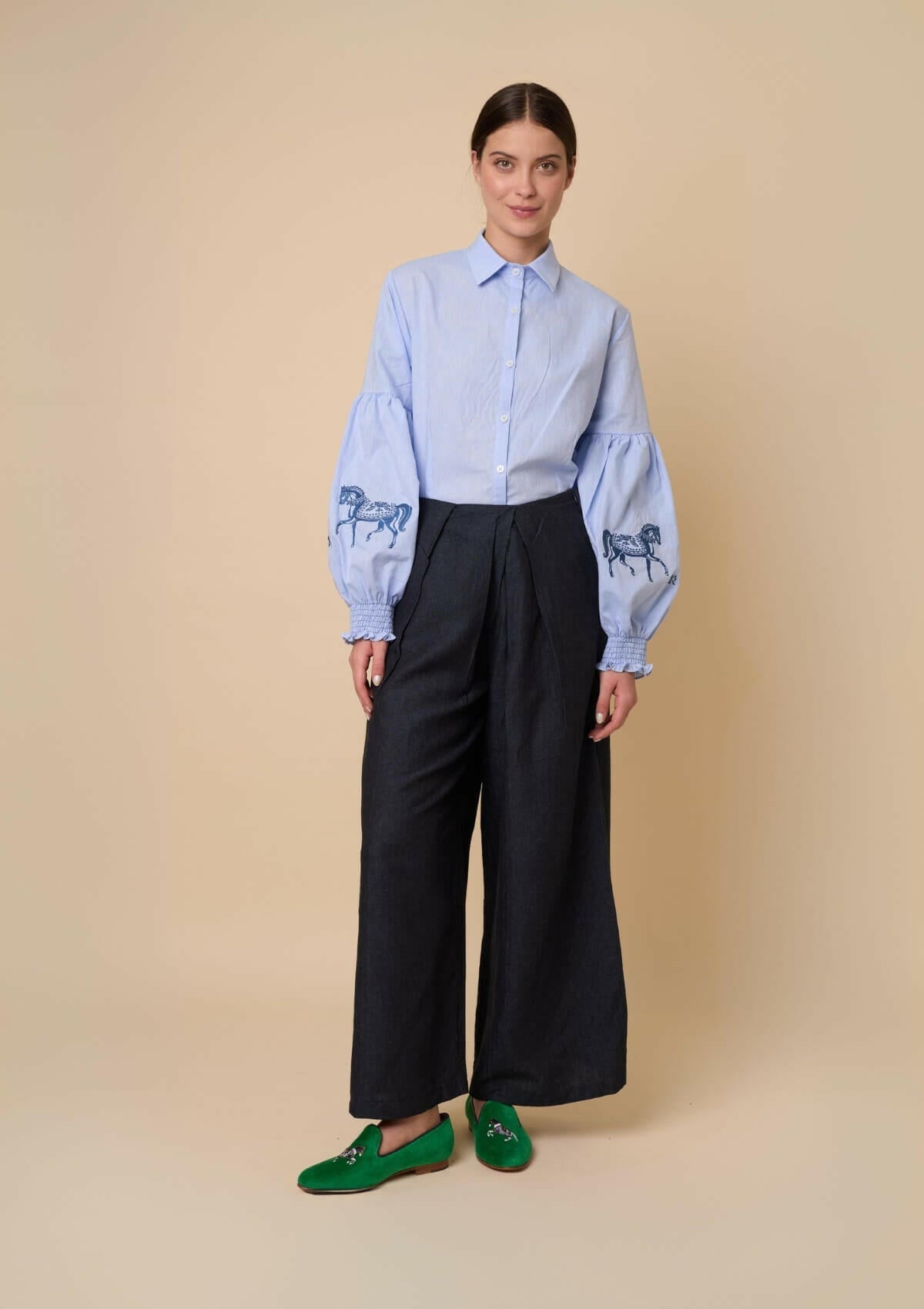 Annie Shirt Embroidered | Blue | Navy Horse