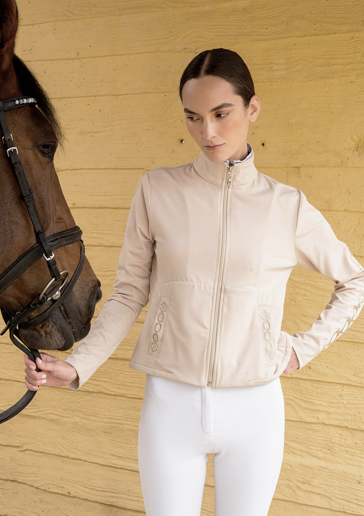 Equus Embroidered Zip Jacket | Sand - Rönner