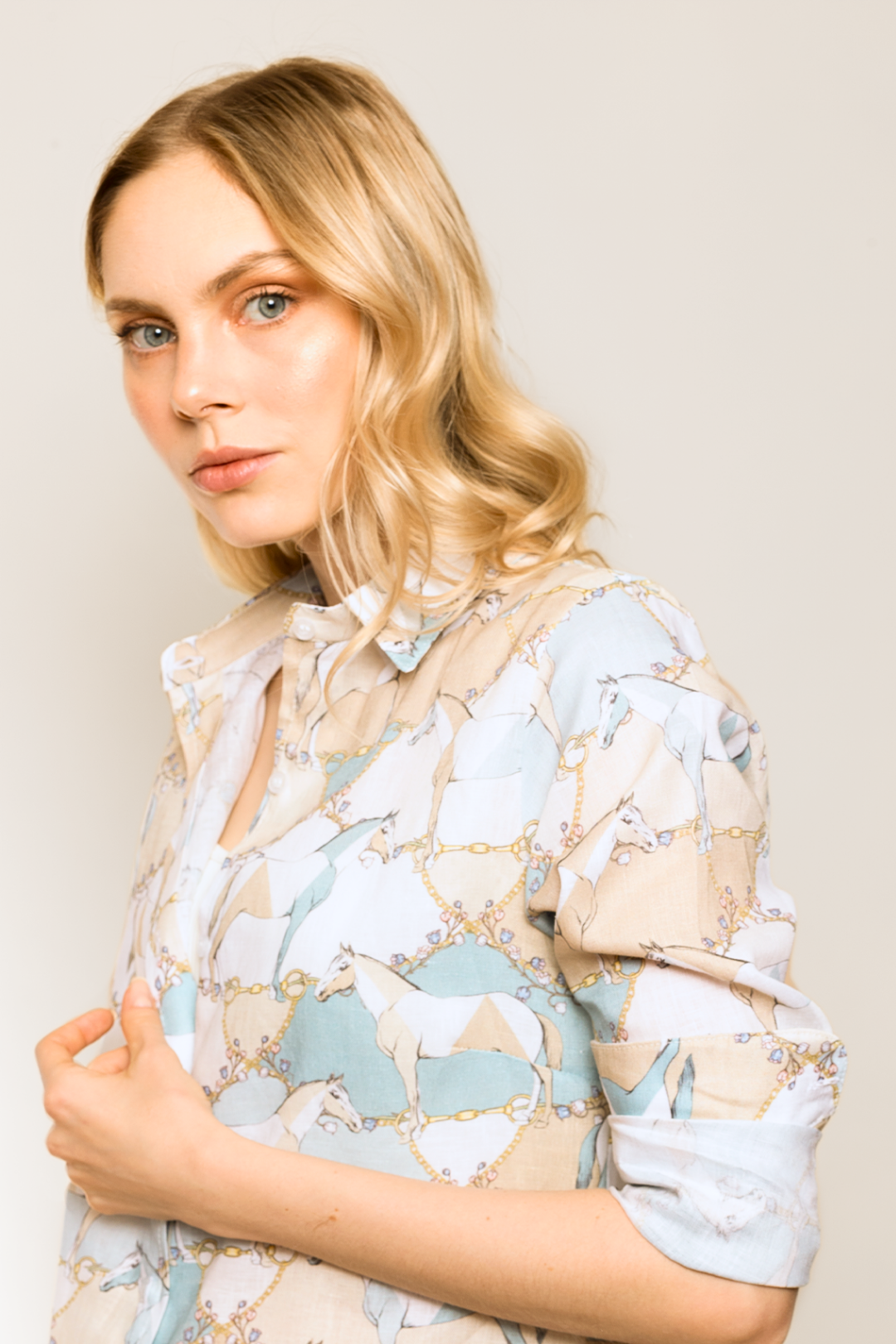 Geo Horses Basic Linen Shirt