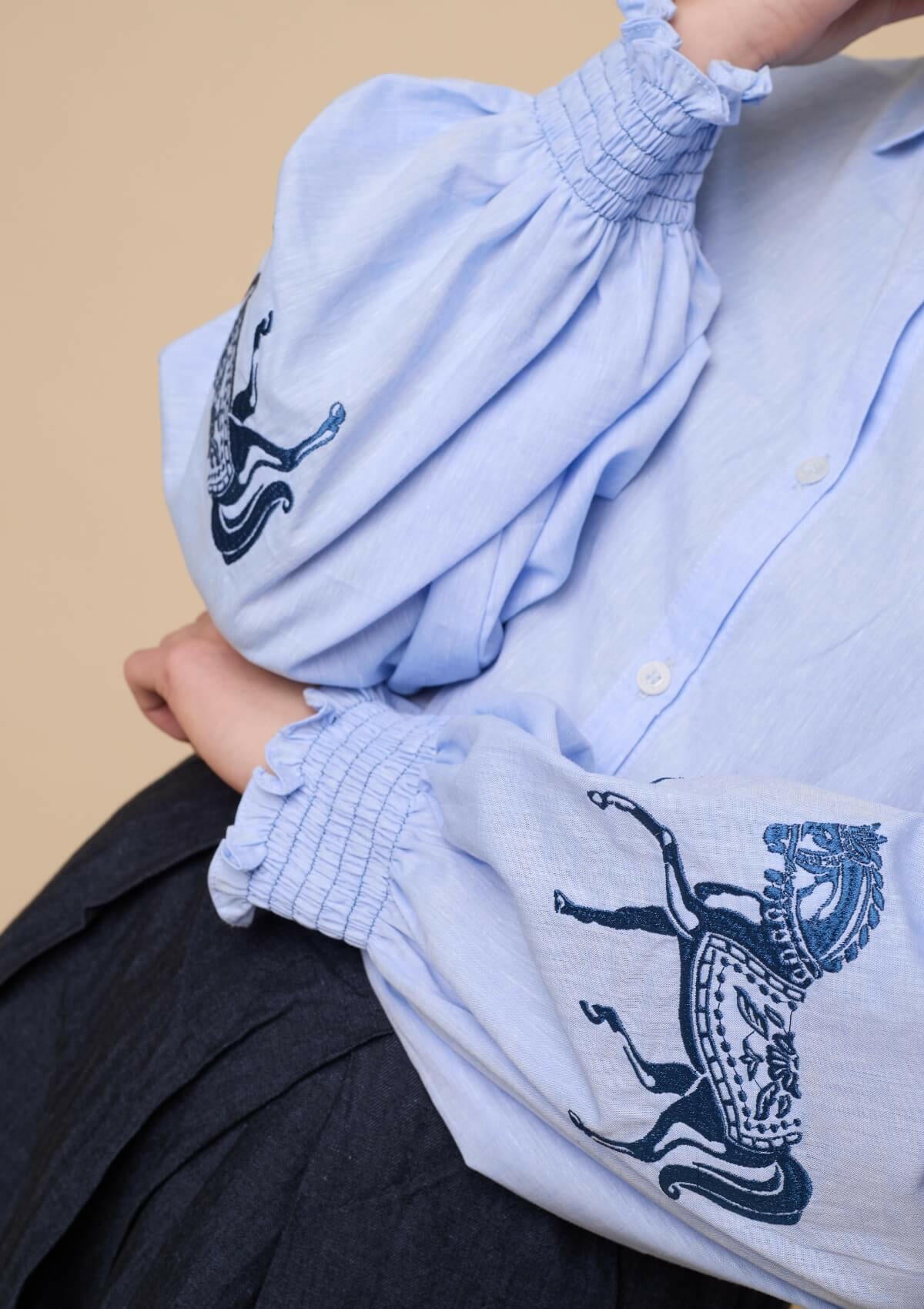 Annie Shirt Embroidered | Blue | Navy Horse