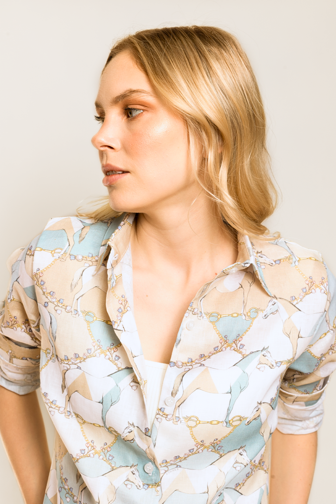 Geo Horses Basic Linen Shirt