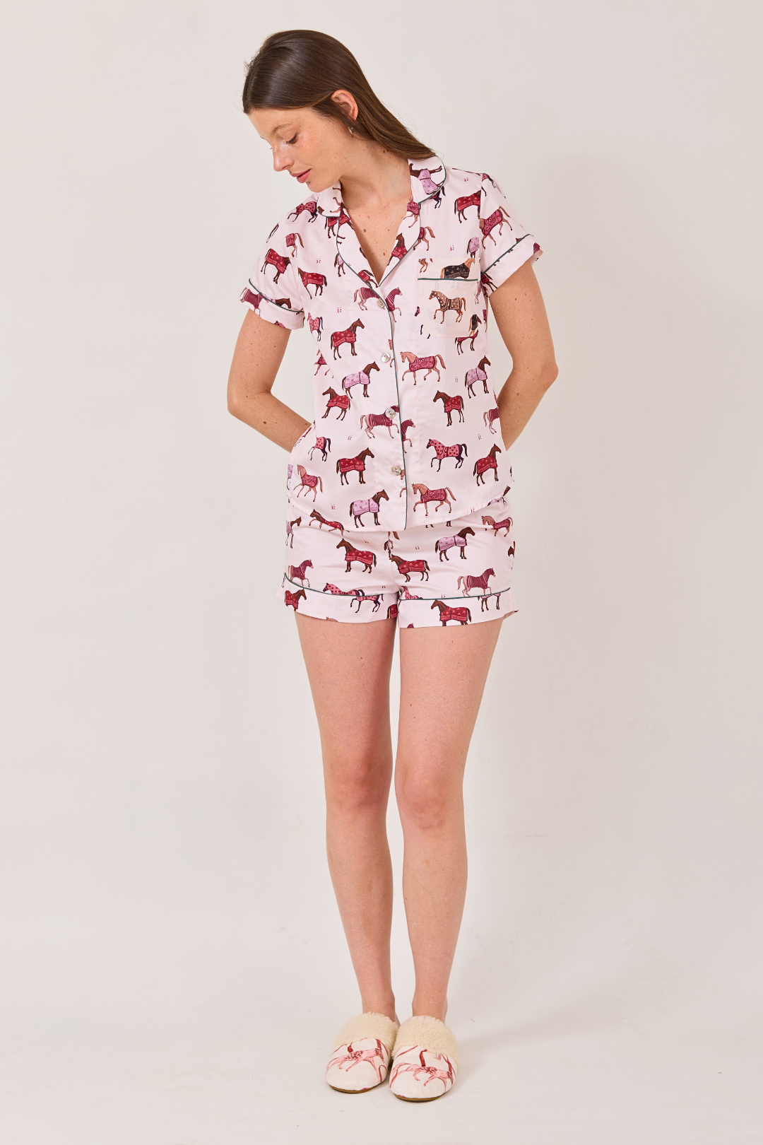 Poise Horse Cotton Pajama Set | Short Sleeve