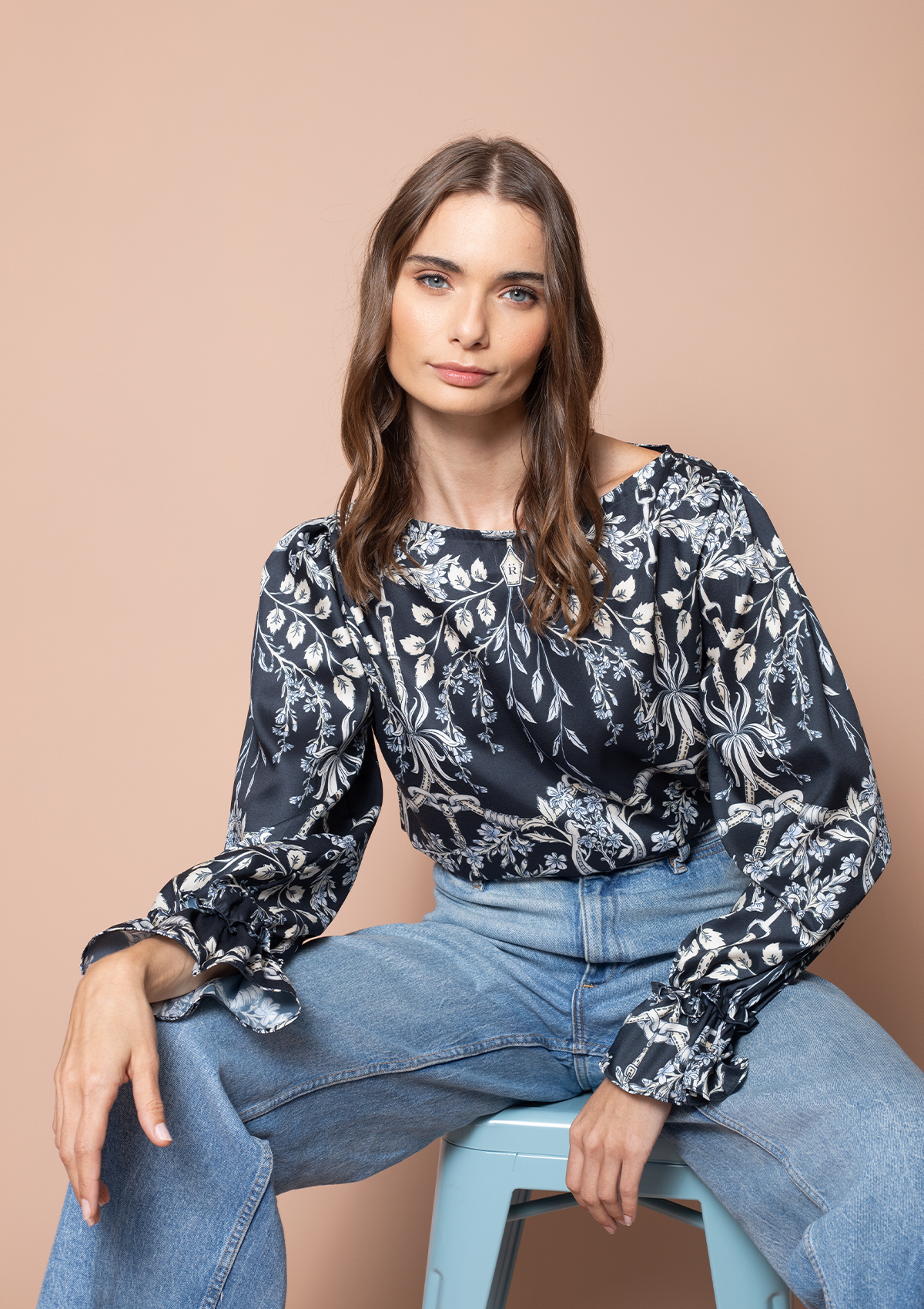 Allure Blouse Equiflora Print | Granite - Rönner