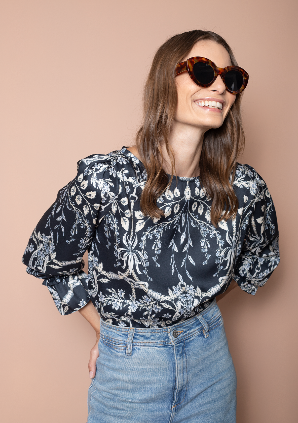 Allure Blouse Equiflora Print | Granite - Rönner