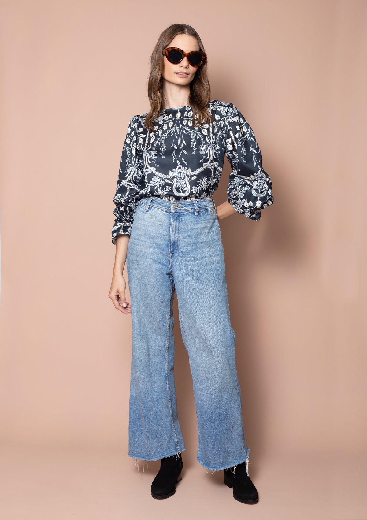 Allure Blouse Equiflora Print | Granite - Rönner