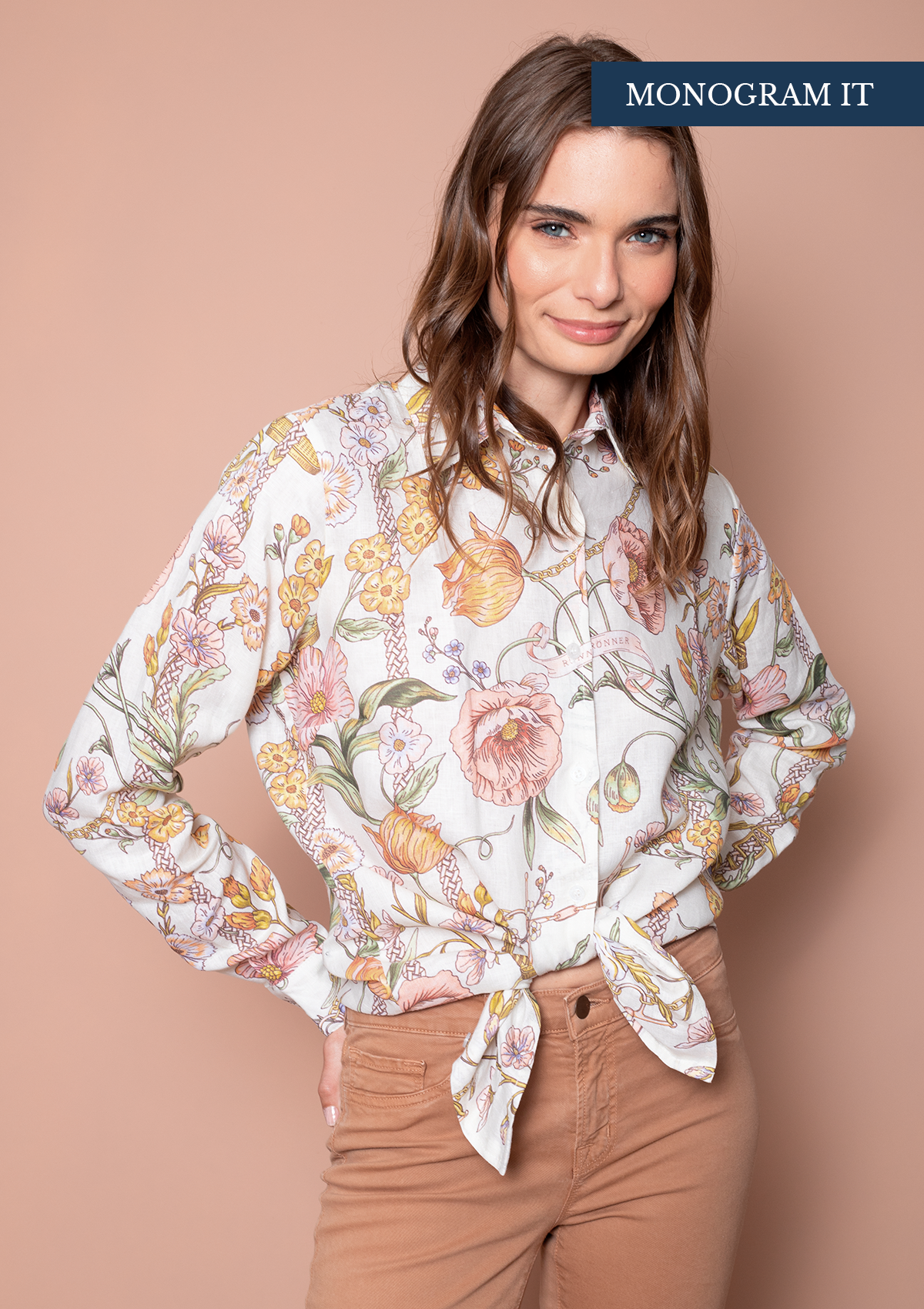 Basic Linen Shirt | Botany Flora Cream - Rönner