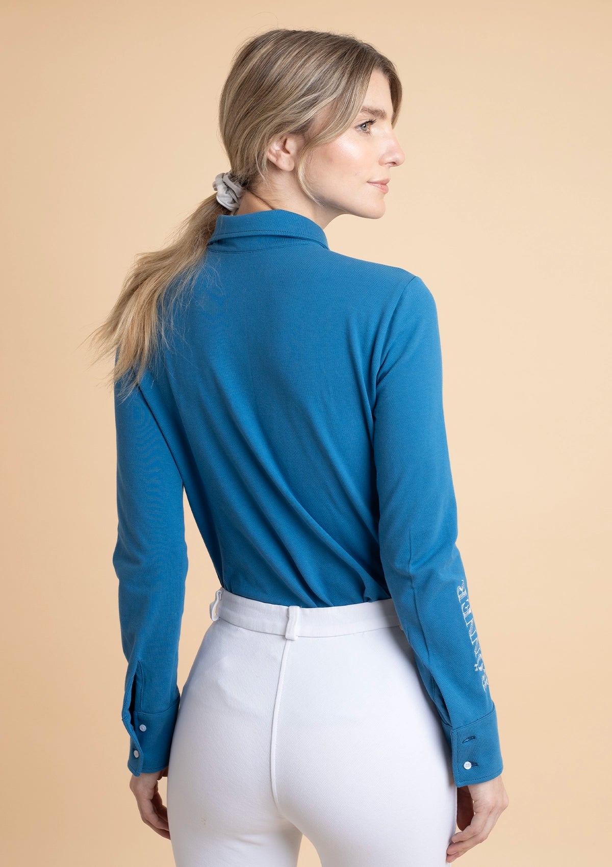 Lucia Cotton Polo-Shirt | Long Sleeve | Teal