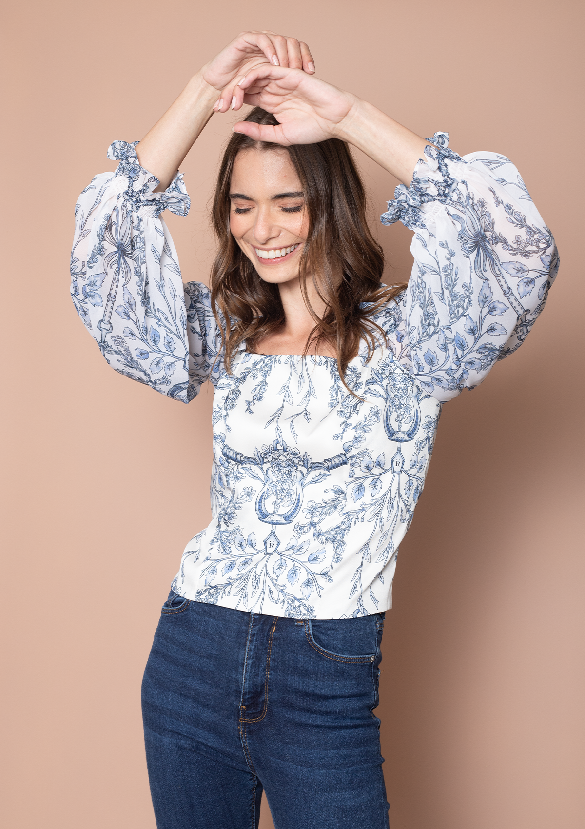 Bellerose Blouse Equiflora Print | Ecru Navy