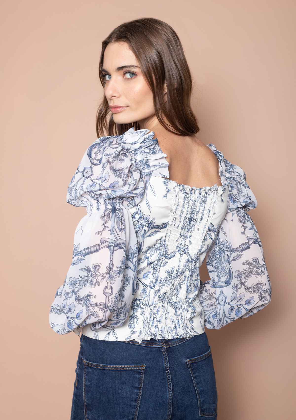 Bellerose Blouse Equiflora Print | Ecru Navy