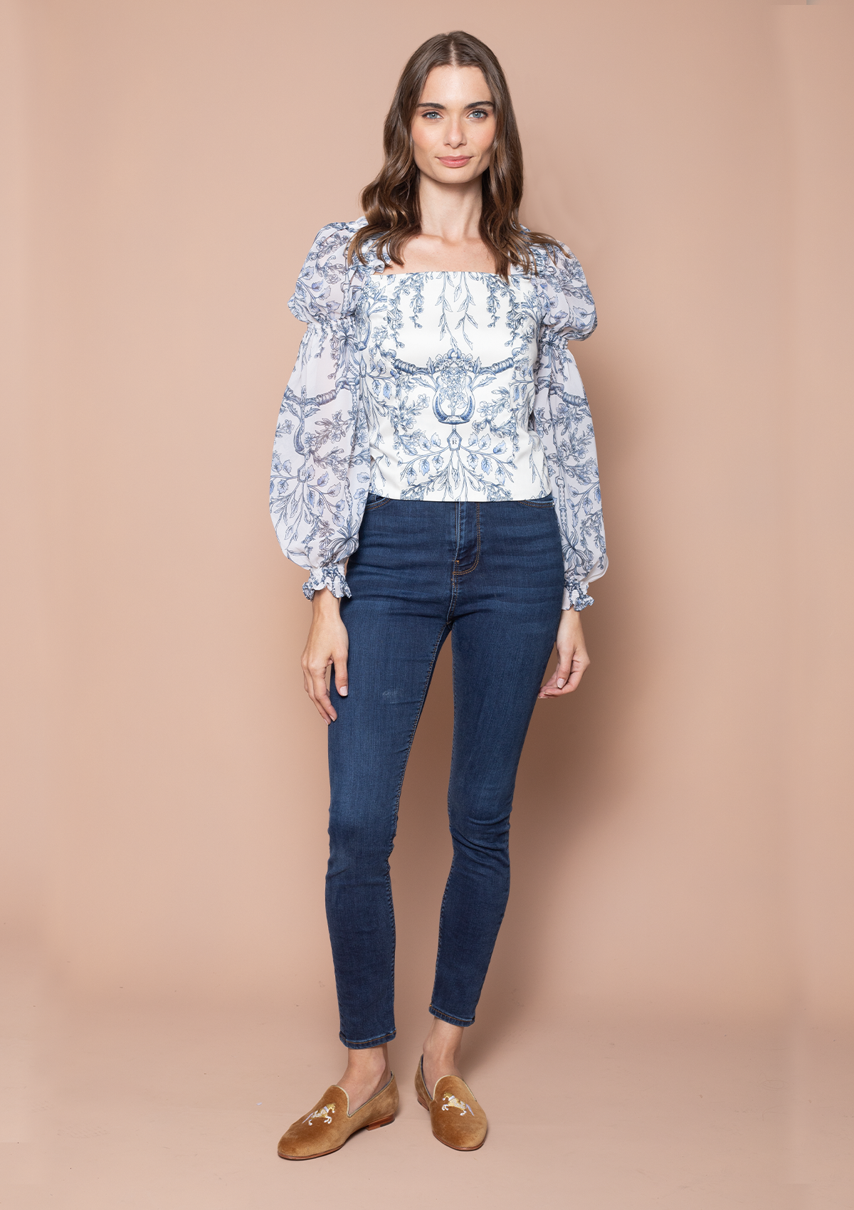 Bellerose Blouse Equiflora Print | Ecru Navy
