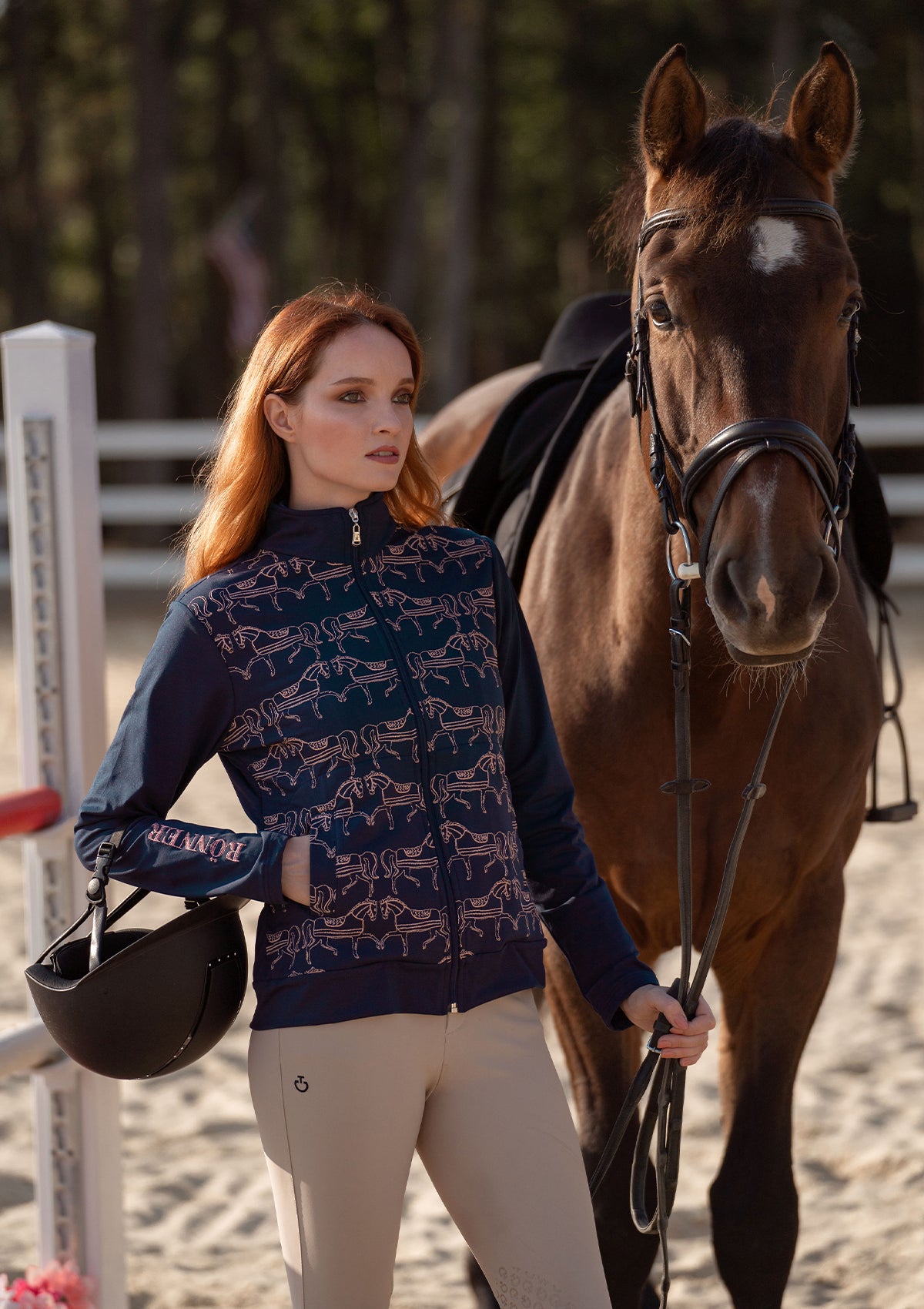 Bosco Embroidered Zip Jacket | Navy & Pink