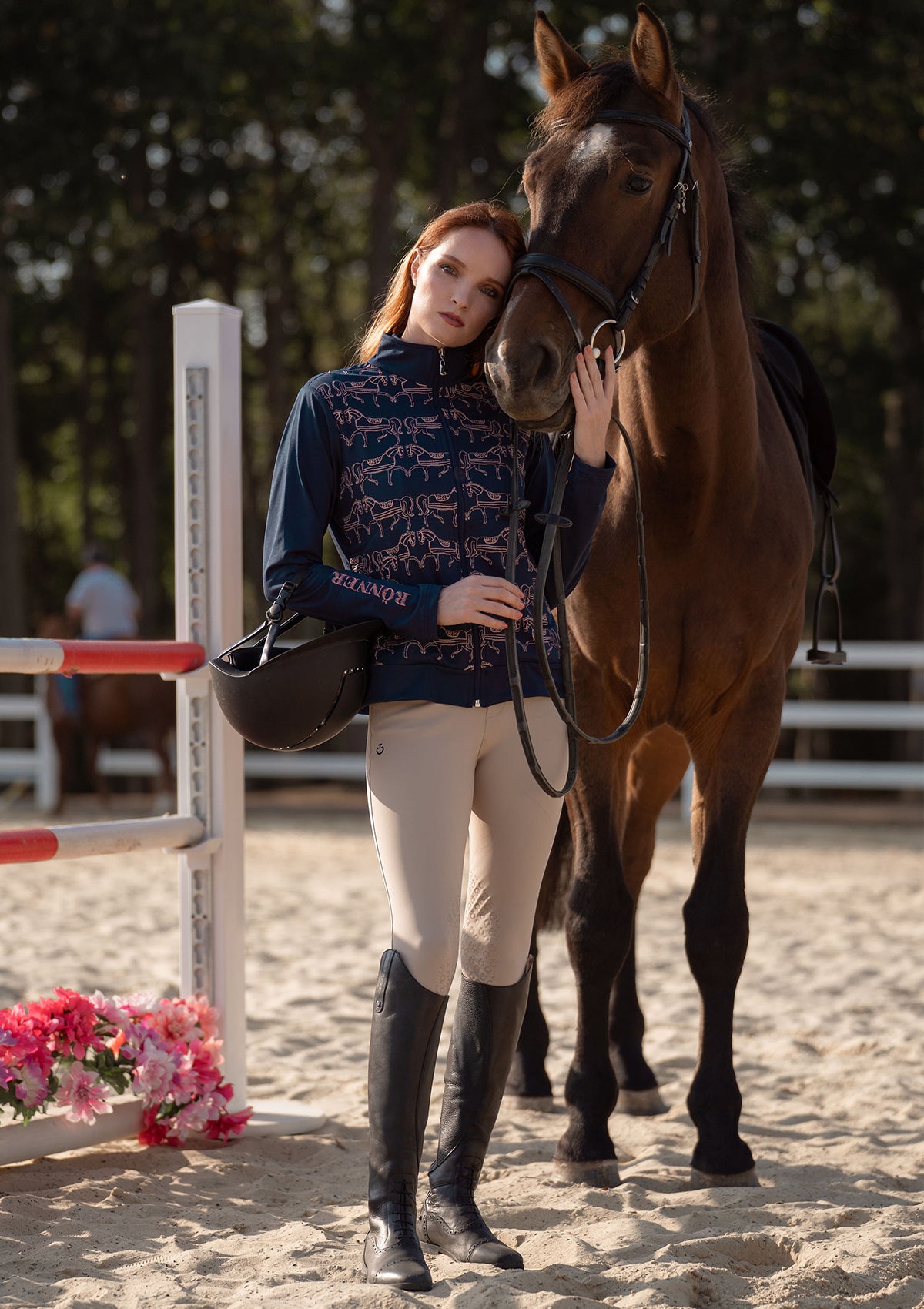 Bosco Embroidered Zip Jacket | Navy & Pink