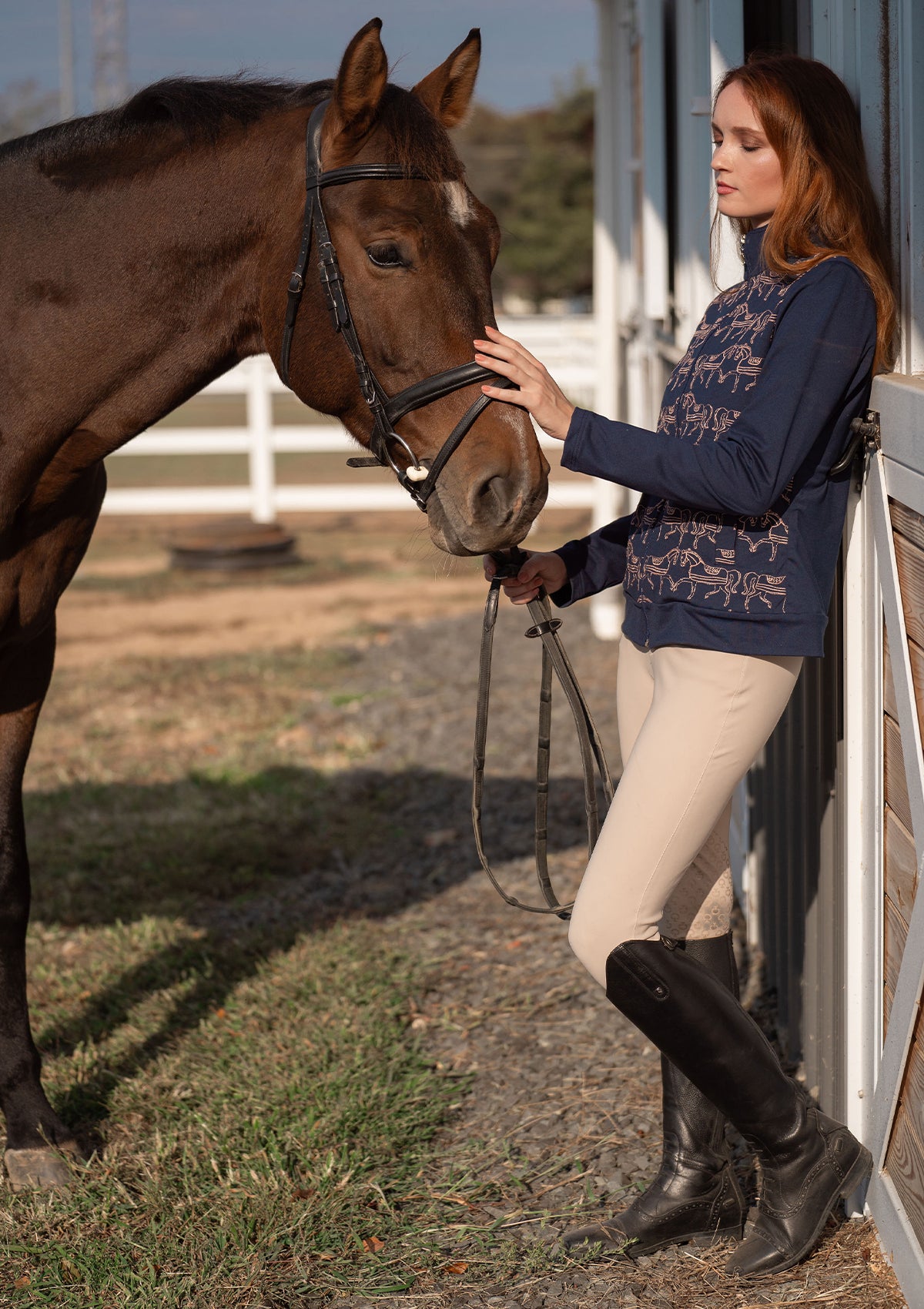 Bosco Embroidered Zip Jacket | Navy & Pink