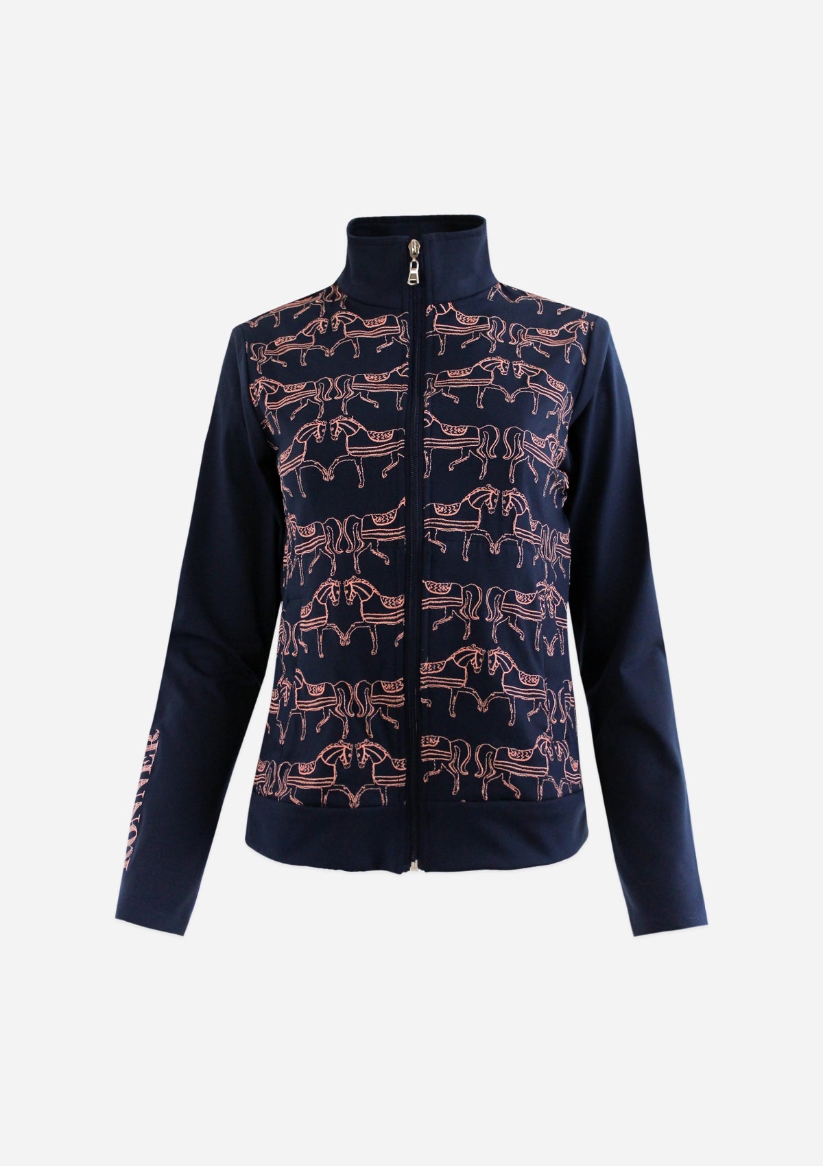 Bosco Embroidered Zip Jacket | Navy & Pink