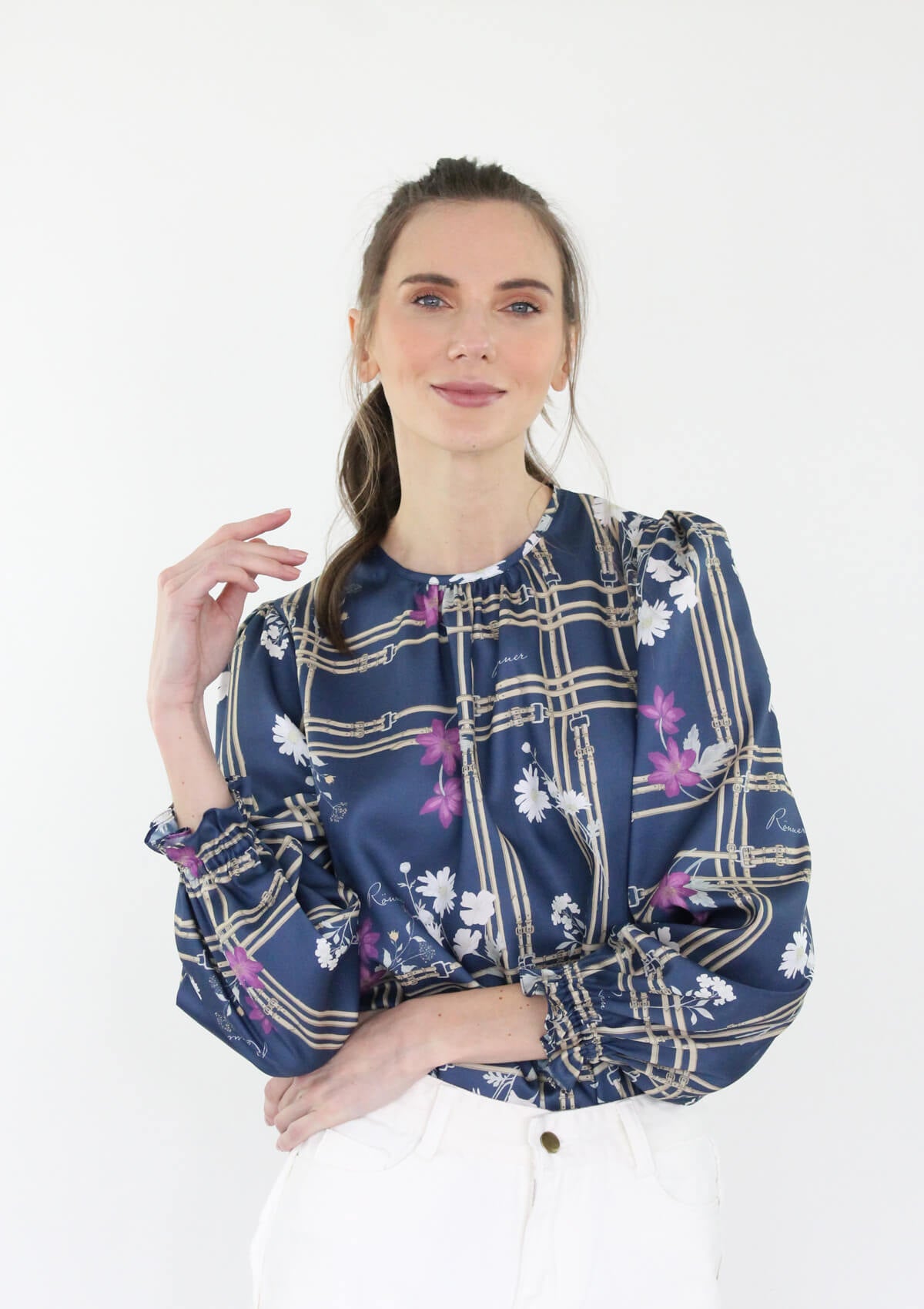 Carmela Blouse | Floret Print | Navy