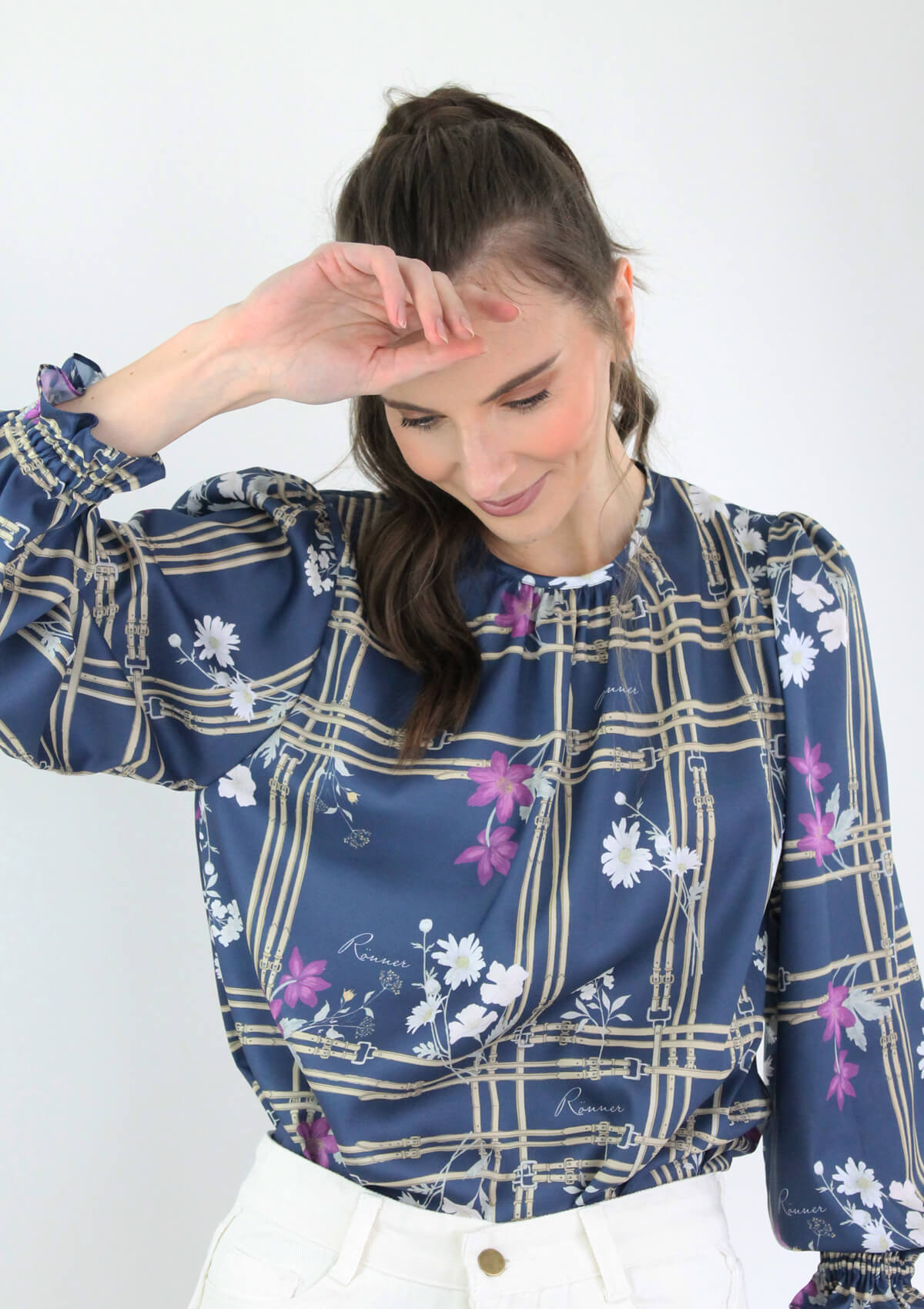 Carmela Blouse | Floret Print | Navy