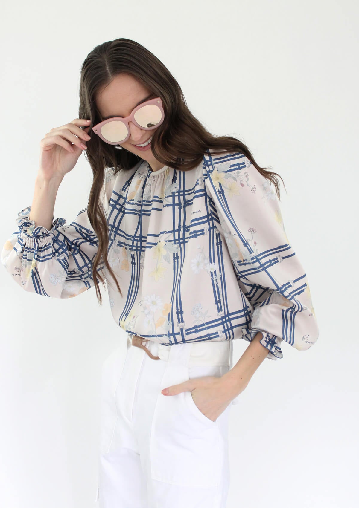 Carmela Blouse | Floret Print | Taupe