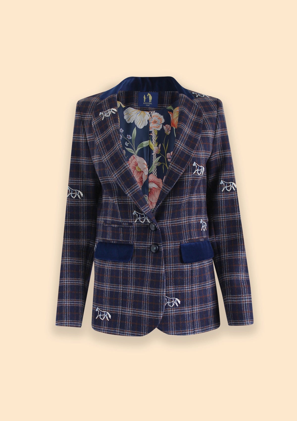 Cavaletti Blazer | Embroidered Italian Wool | Grey
