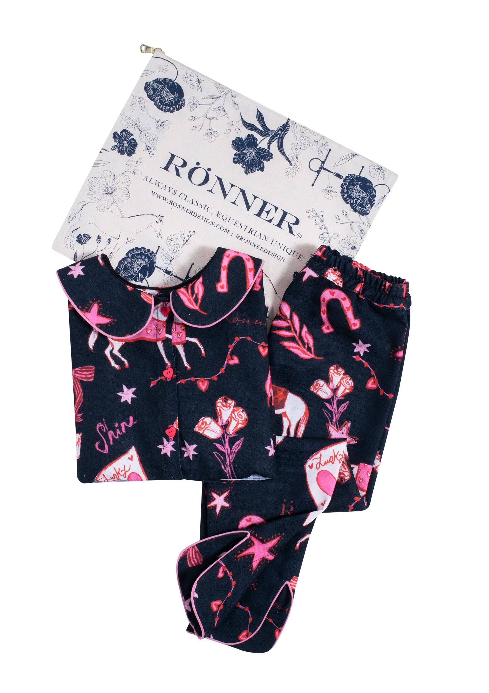 Riding The Stars PJ's Set | Long Sleeve | Black | Children's PJ'S | Equestrian Sleepwear Collection