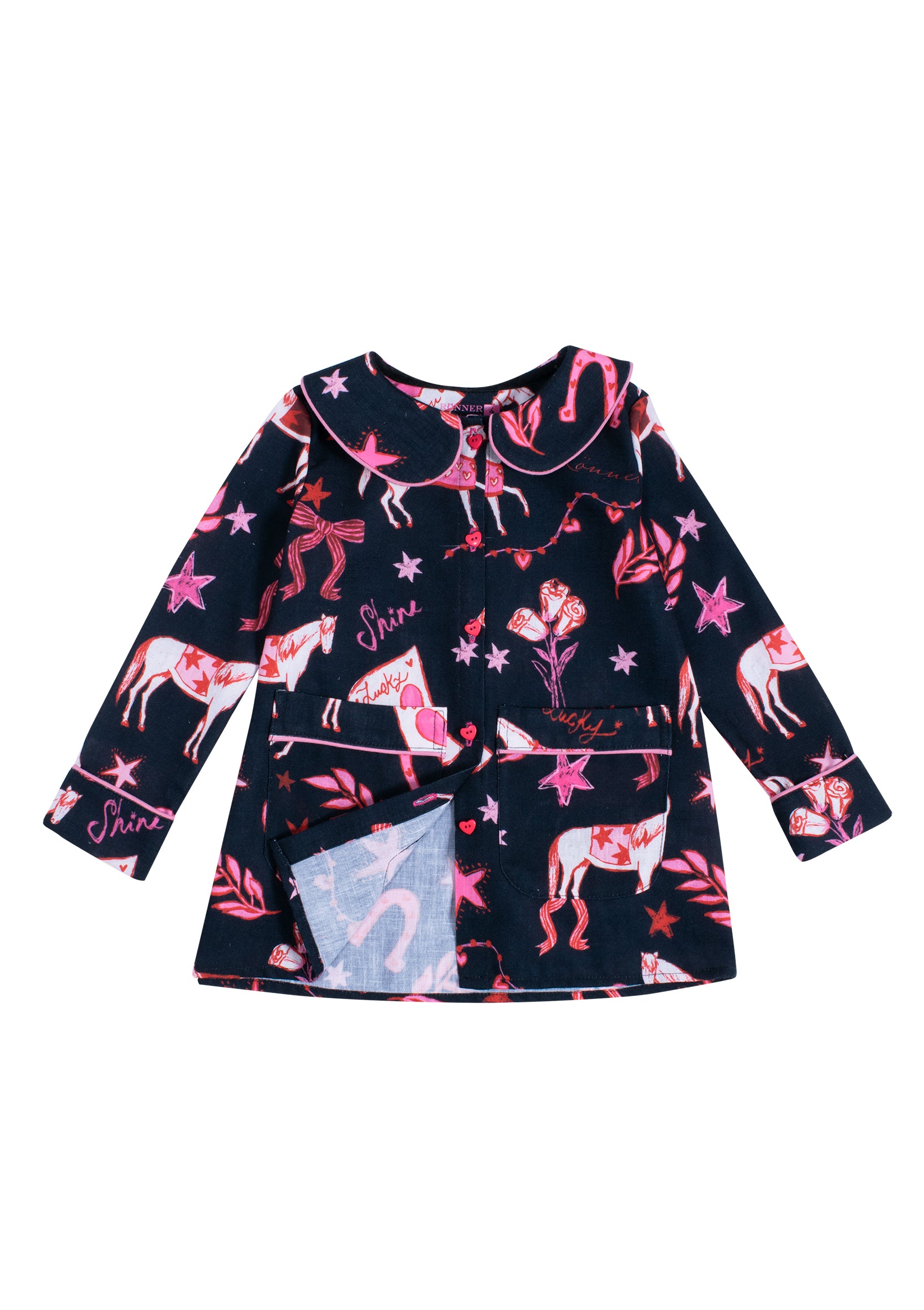 Riding The Stars PJ's Set | Long Sleeve | Black | Children's PJ'S | Equestrian Sleepwear Collection