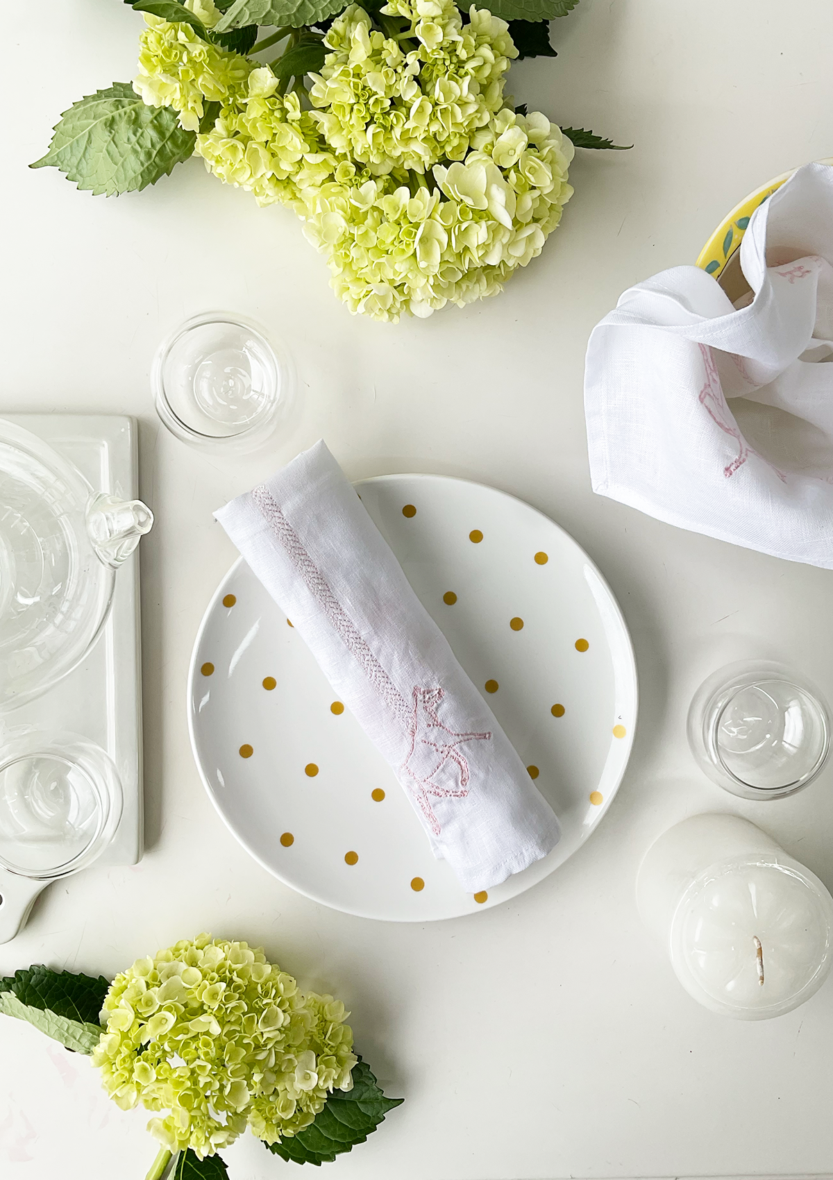 Embroidered Dinner Napkins Horses | Pink | Set of 4