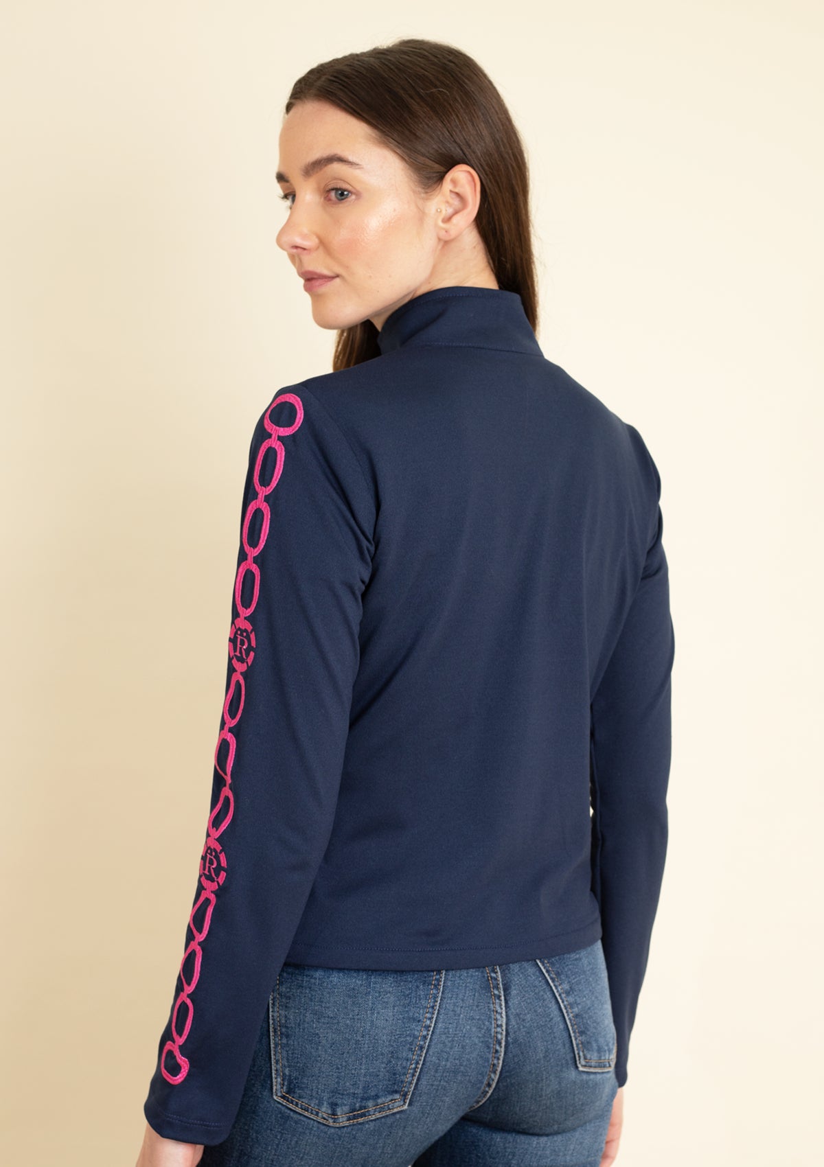 Equus Embroidered Zip Jacket | Navy & Pink - Rönner