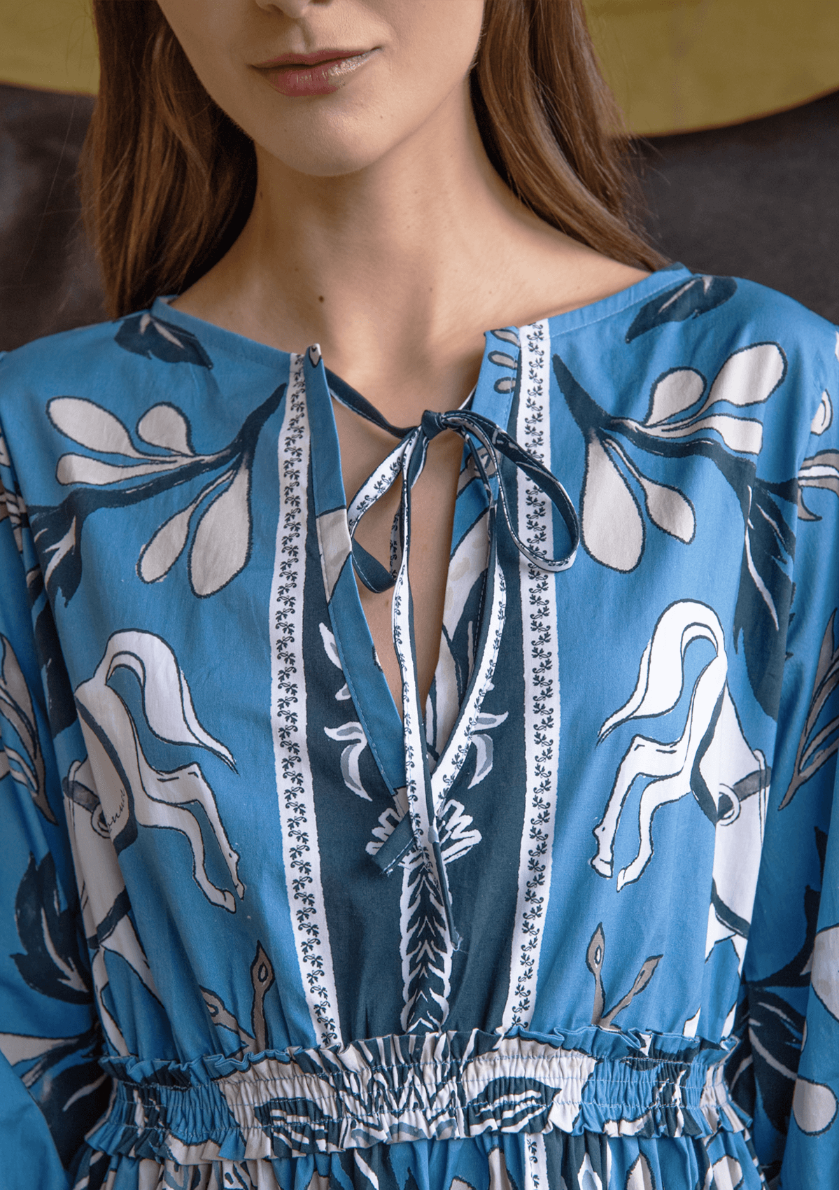 Evangeline Cotton Dress | Lilyrose Print | Cobalt