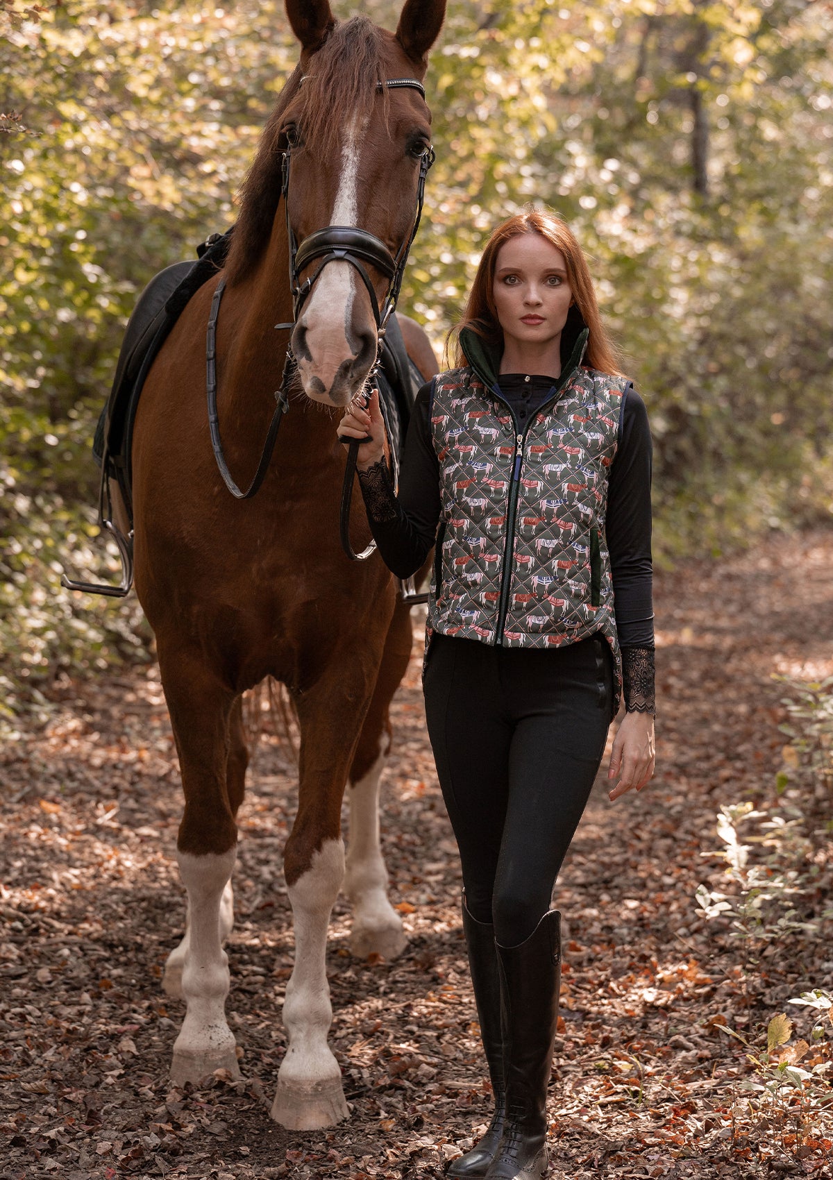 Florence Barn Vest | Victory Print | Sage